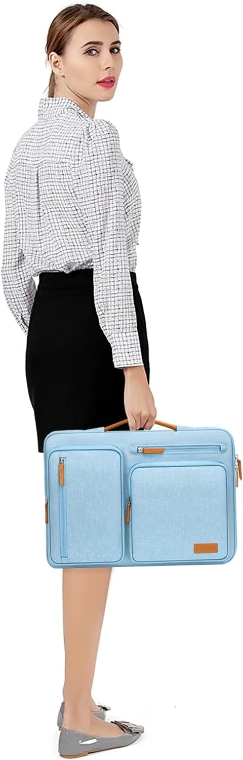 MOSISO 360 Protective Laptop Case 14 inch, 14 inch Laptop Sleeve Compatible with HP Lenovo Dell ASUS Acer, HP, Dell Latitude, Lenovo, Side Open Carrying Case with 4 Zipper Pockets&Handle, Air Blue