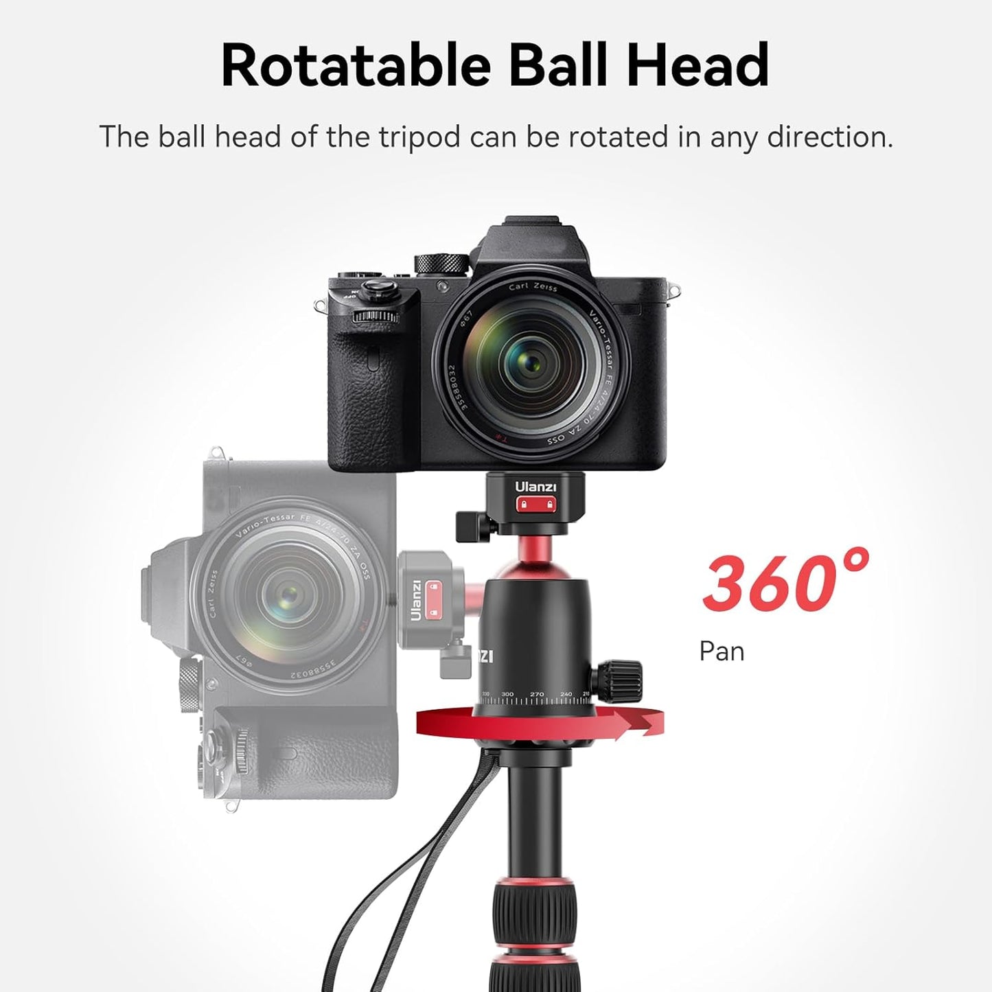 ULANZI TT31 72.4" Camera Tripod, Foldable Tripod & Monopod Aluminum w Claw Quick-Release Plate, 360°Ball Head Detachable w 180°Revertible Legs, Weight 3.42lb, Payload 33lb,for Camera/DSLR/Camcorder