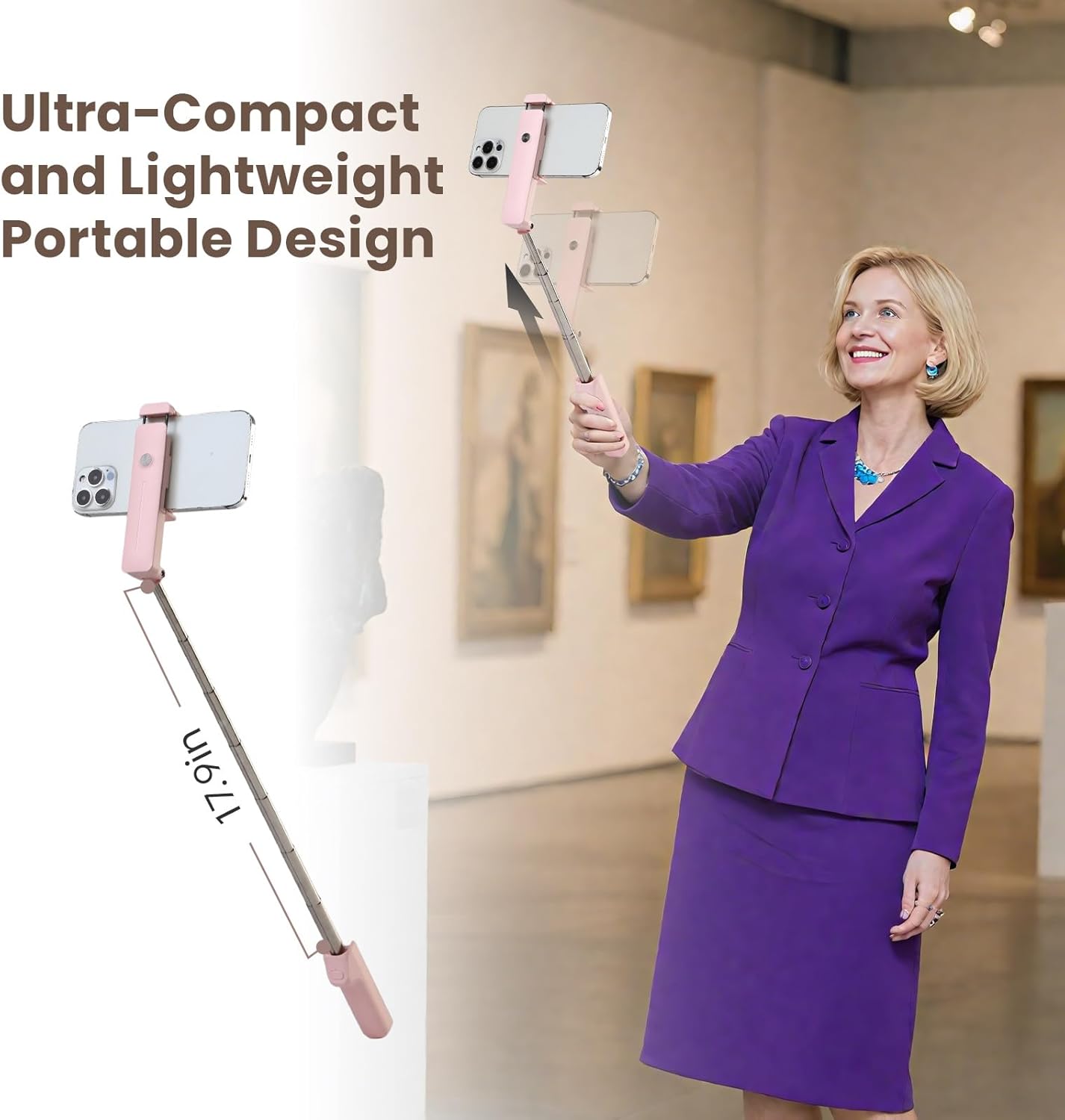 MQOUNY Phone Tripod, Portable Selfie Stick with Remote,Pocket Size Selfie Stick for iphone,Mini Travel Compact Phones Selfie Sticks with Phone Holder for Content Creation/Vlog/Video Record/Live Stream