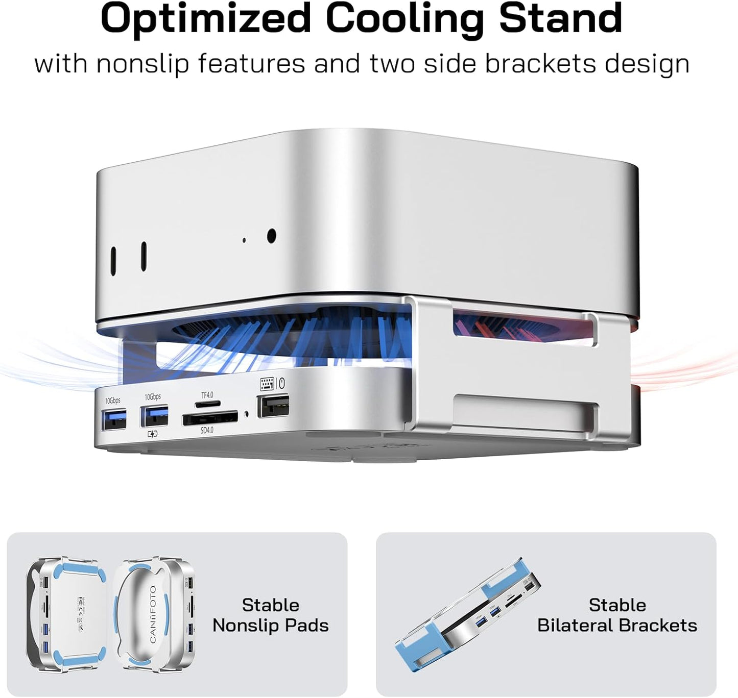 M-ac Mini M4 Dock with 4TB Sam-Sung T7 Portable SSD Enclosure(SSD NOT Included), 7-in-1 Aluminum Hub & Stand for Mac mini M4 and M4 Pro 2024, 10Gbps USB A 3.2, 15CM USB C Cable, SD/TF 4.0 Card Reader