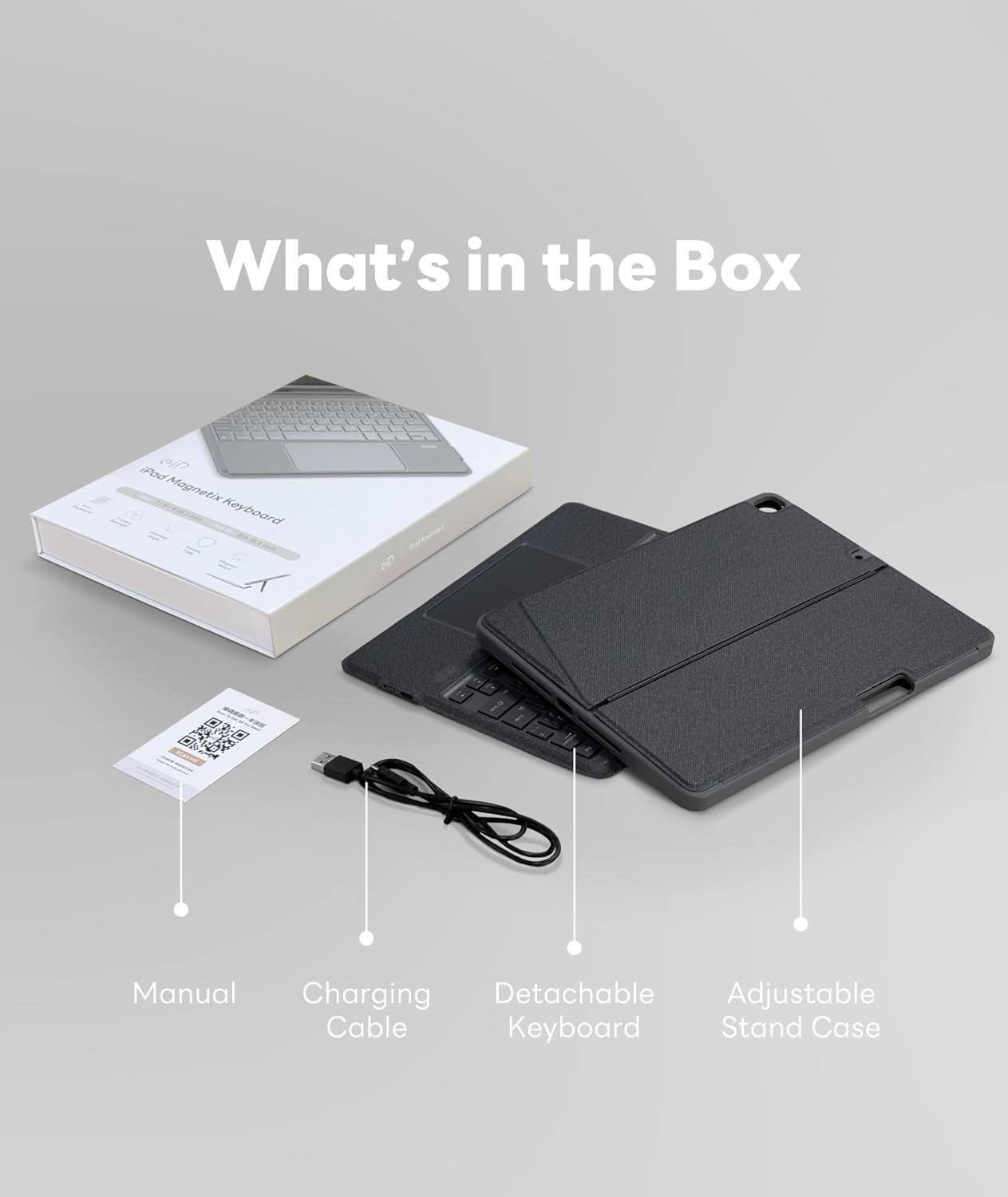 EIP Bluetooth Keyboard Case for iPad 10.2 inch (7th/8th/9th Gen) & iPad Air 10.5 inch (3rd Gen), 10.2 "Magnetic Detachable Cover with Trackpad, 7-Color Backlit Keys, Slim Protective Smart Case