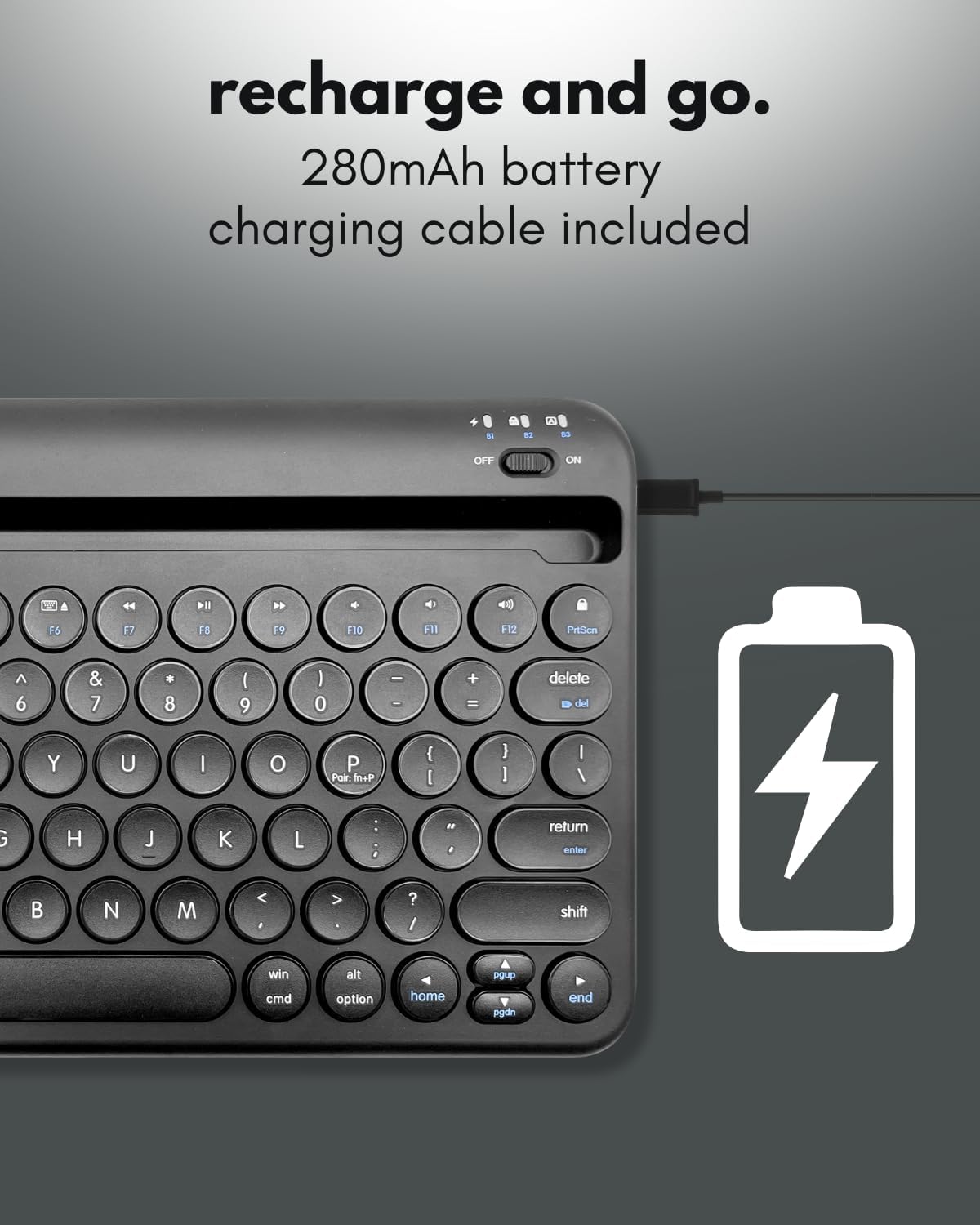 Macally Bluetooth Keyboard for Tablet | Wireless Keyboard for iPad mini/Air/Mini, iPhone (Multi-Device, Built-in Stand, Rechargeable) Easy to Use and Cute Portable