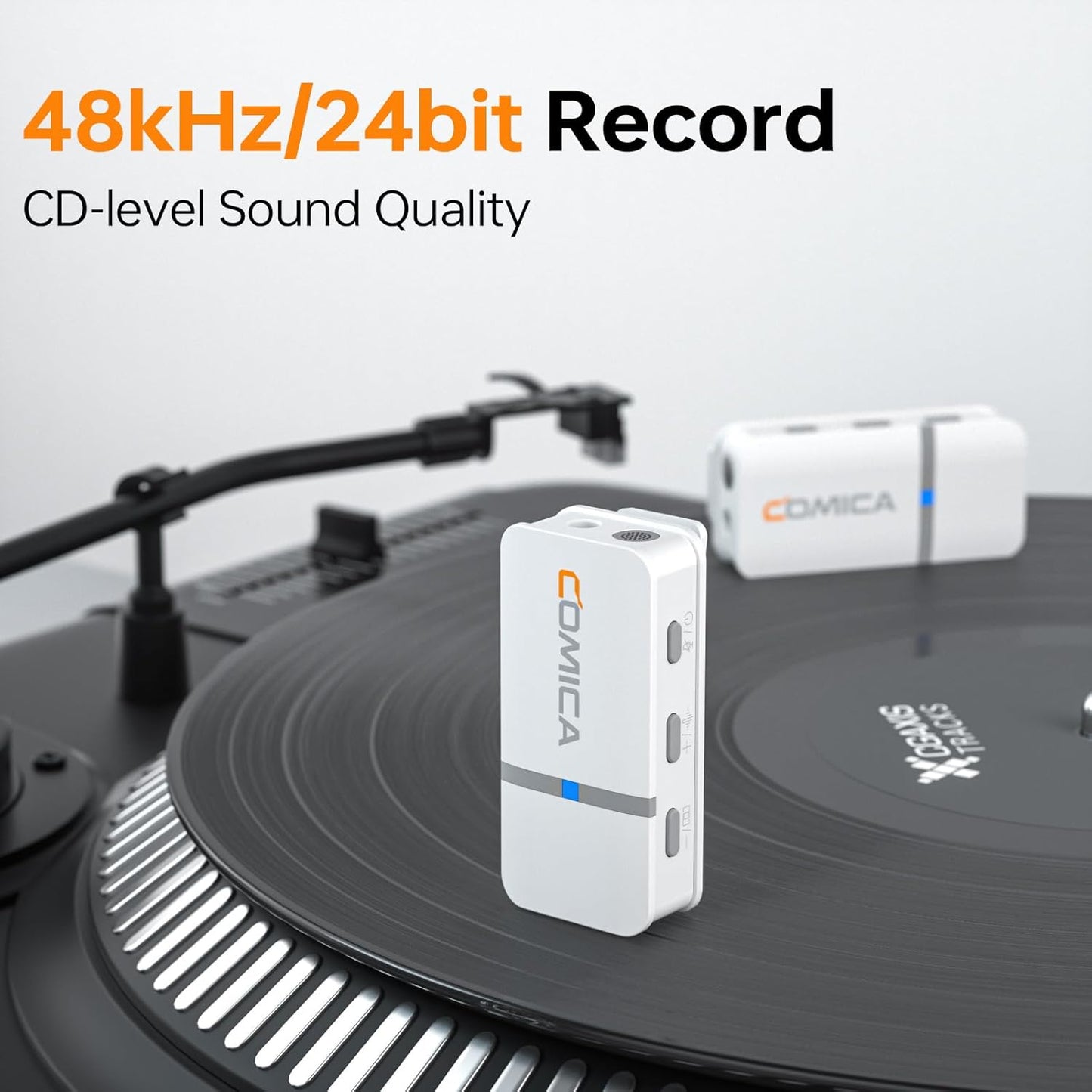 COMICA Vimo Q 4 Channel Wireless Lavalier Microphone System with Noise Cancellation, 4 Audio Tracks Output, 656ft Range, Wireless Mic for DSLR Camera, iPhone, Android,Recording Livestream(White)