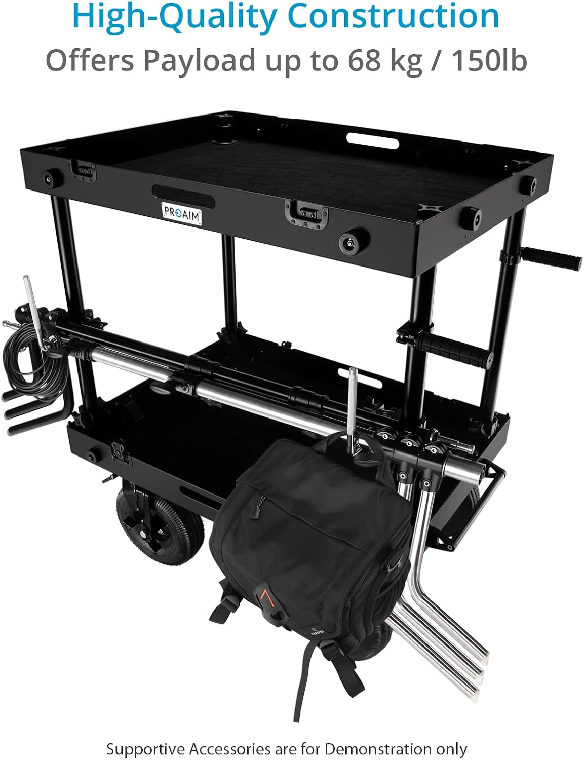 PROAIM Multi-Stand Holder Clamp Set for Camera Production Cart – Holds Lights & C-Stands, Compatible with Victor/Atlas Cart, Payload up to 68 kg /150 lb (VCTR-LC)