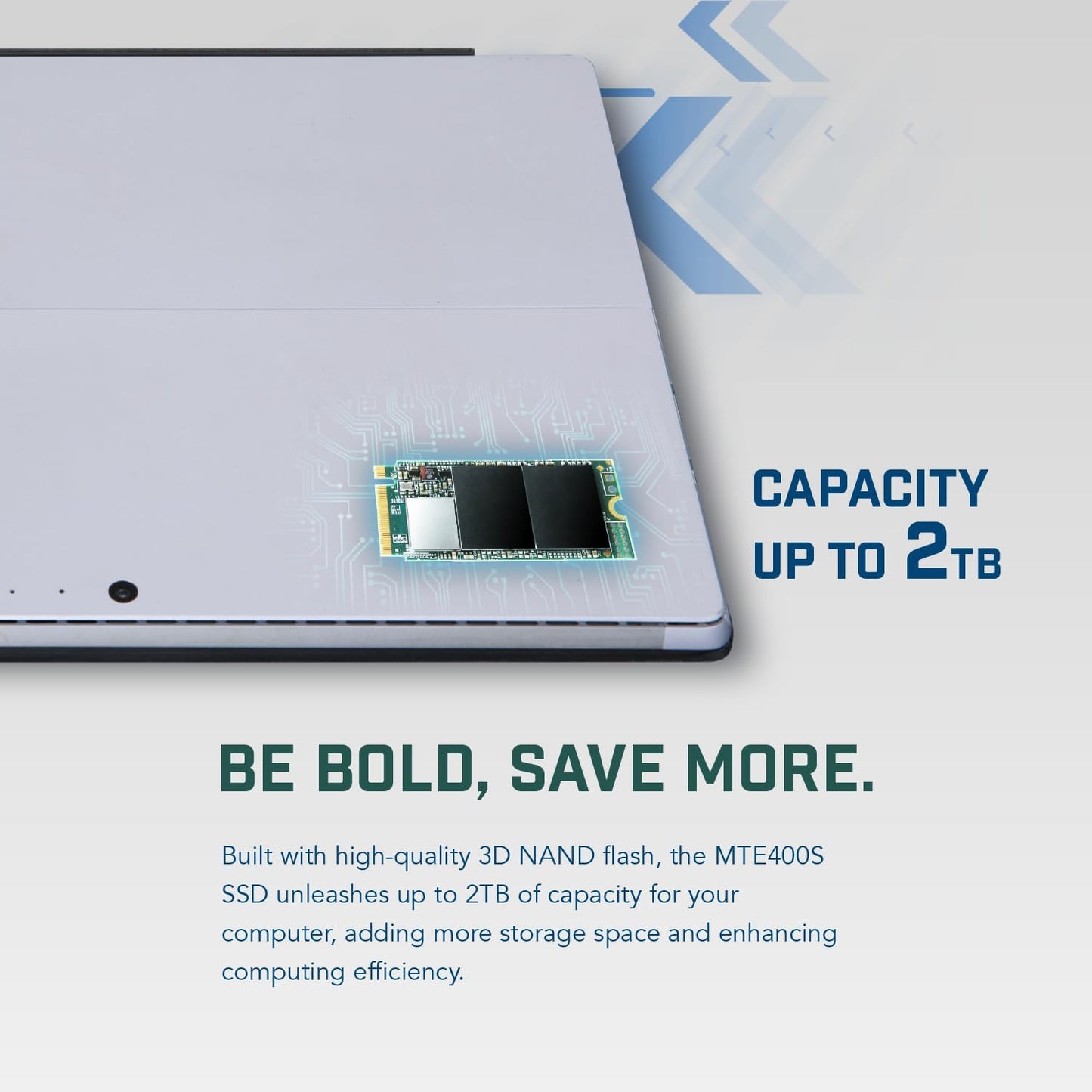 Transcend 256GB MTE400S M.2 2242 PCIe Gen3x4 SSD, Compatible with Ultra-Thin Laptops, Dram-Less Low Power, Up to 2000MB/s, TLC - TS256GMTE400S