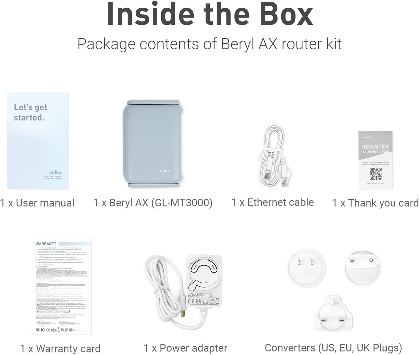 GL.iNet GL-MT3000 (Beryl AX) Portable Travel Router, Pocket Wi-Fi 6 Wireless 2.5G Router, Portable VPN Routers WiFi for Travel, Public Computer Routers, Business, Moblie/RV/Cruise/Plane