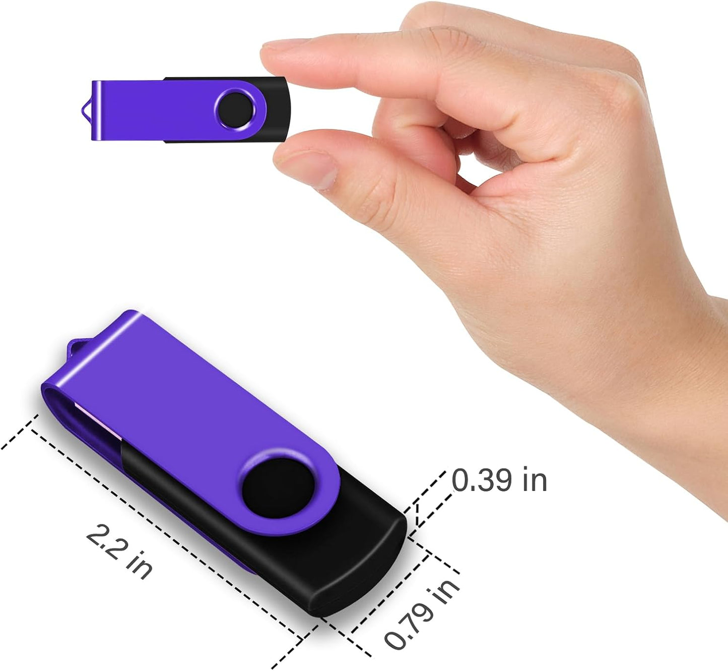 EASTBULL 8GB USB Flash Drive 100 Pack with Lanyards - USB 2.0 Jump Drive for Storage and Backup - Purple 100PCS