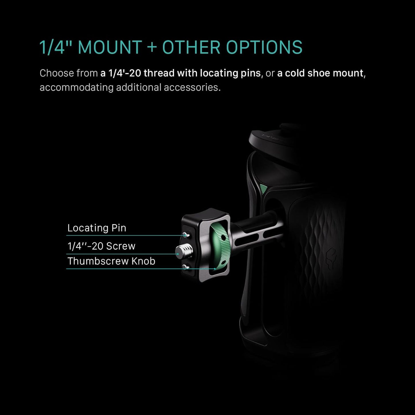 Tilta Xeno Side Handle for Filmmakers & Cameras - Titanium Gray | Secure Connection & Helps Prevent Rotation | Adjustable Height | Textured Silicone Grip | Easy Assembly (1/4″-20 w/Locating Pins)