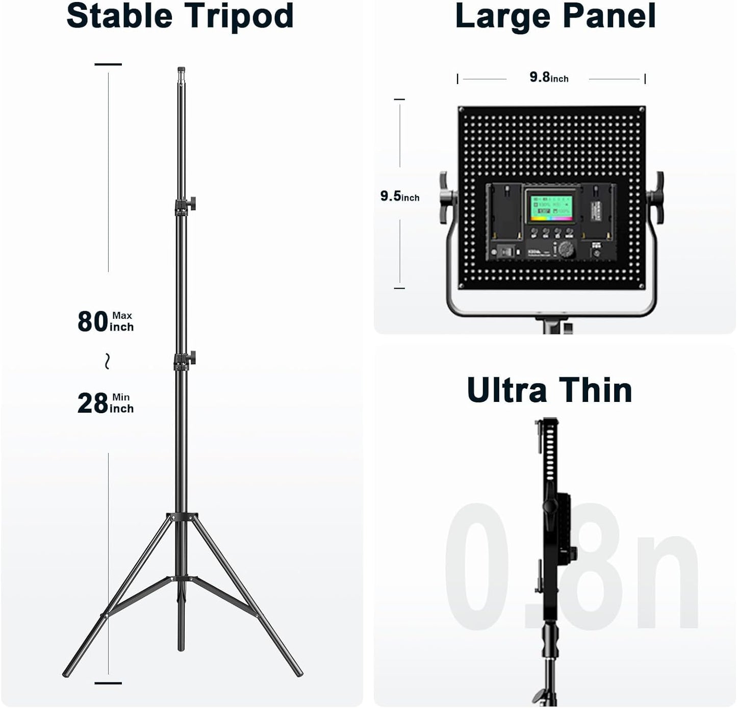 Pixel K80 Photography Lighting with APP Control, 2600K-10000K CRI 97+ RGB Led Video Light Panel, 9 Applicable Scenes Lighting for Studio/Gaming/Streaming/YouTube/Videography/Film/Video Recording