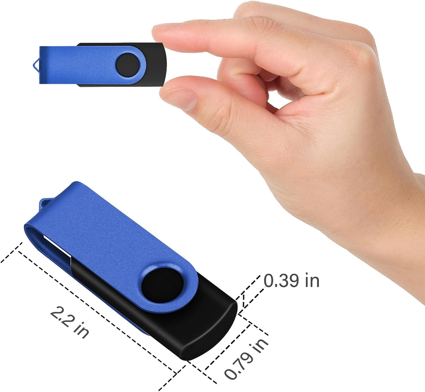 EASTBULL Flash Drive Bulk 2GB USB 100 Pack with Lanyards USB 2.0 Thumb Drive Bulk Memory Stick Swivel Pen Drive for Storage and Backup 2 GB 100 Pack, Blue