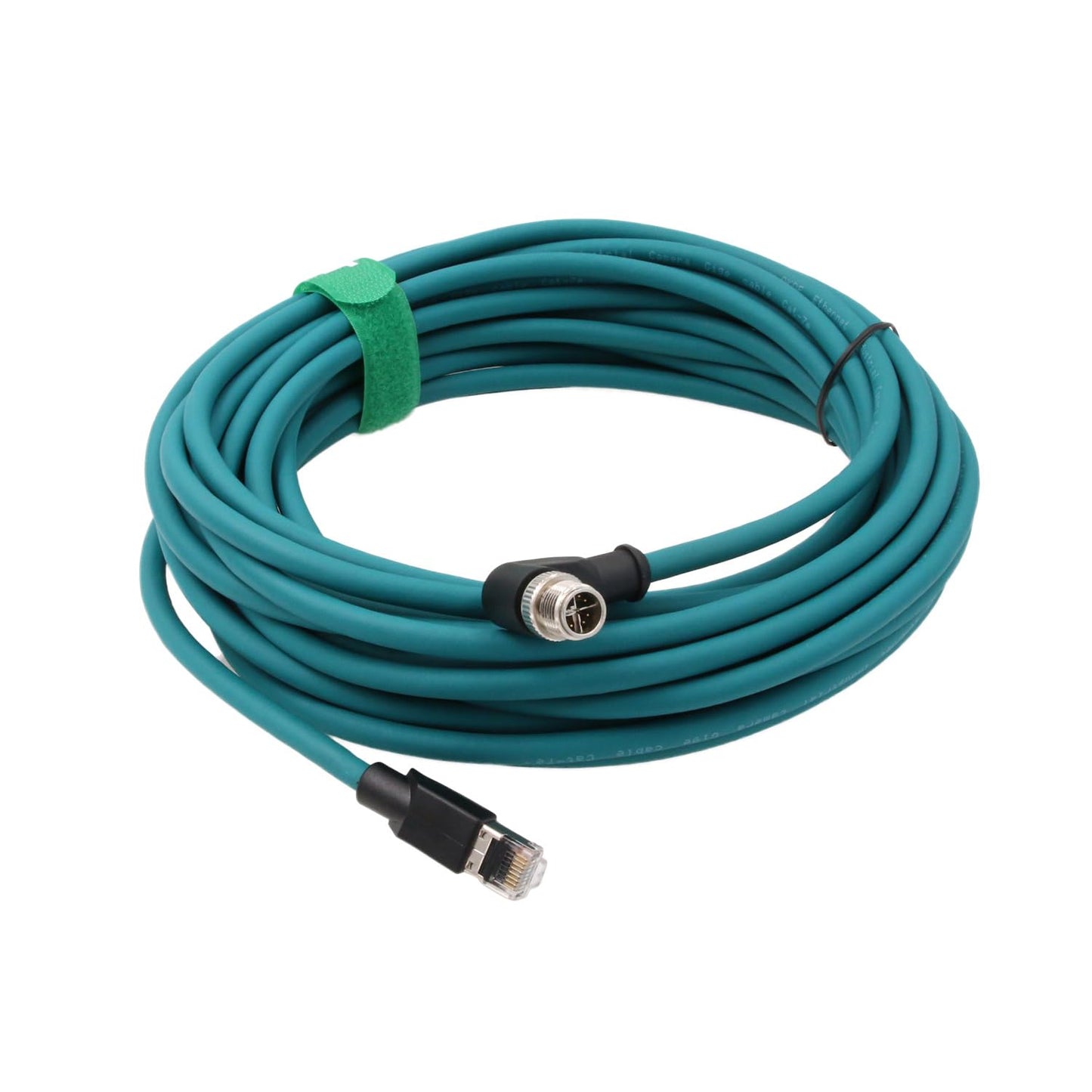 M12 GigE Ethernet Network Cable CAT7e for Cognex Baumer Sensor Barcode Reader Camera Network PC Switch, Right Angle 90-Degree 8 Pin X-Coded to RJ45 50M