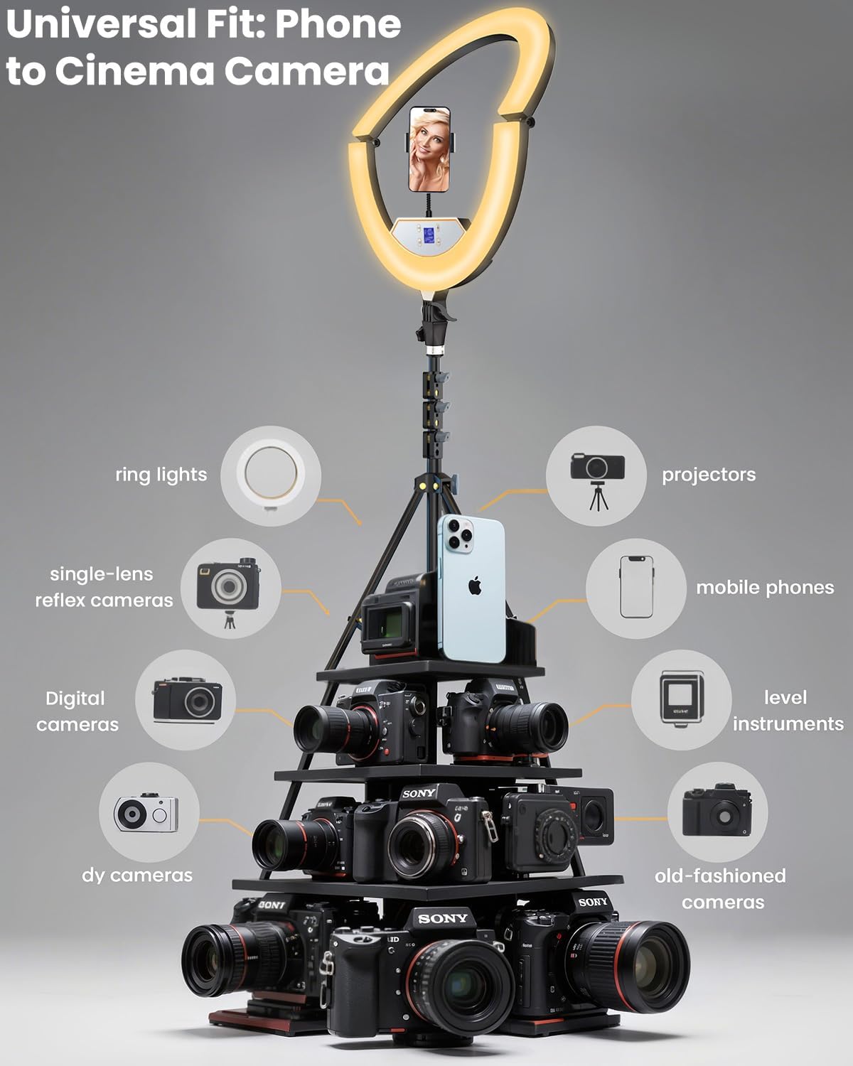 22" Large Ring Light with Stand,Foldable LED Big Ring Light Tripod for iPhone Phone Ipad, 75" Tall Tripod Touch Screen,Wireless Remote for Live Stream,YouTube,TikTok Video Shooting