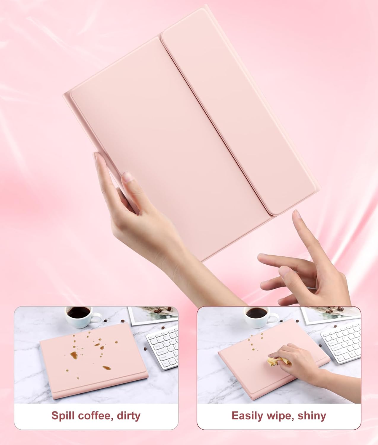 Compatible with iPad Air 11 Inch & Air 5th/ Air 4th Generation Case with Keyboard - Multi-Touch Trackpad, 7-Color Backlit, Detachable Folio Cover for Air 11-inch M3/M2 (2025/2024) (Light Pink)