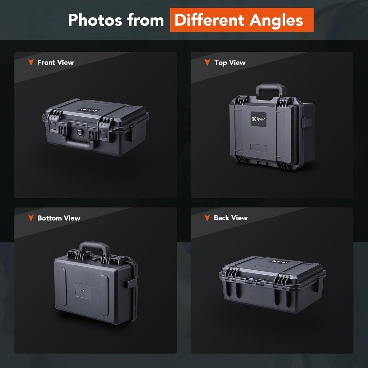 Lykus HC-3310 Waterproof Hard Case with Customizable Foam Insert, Interior Size 12.99x8.27x5.31 in, Suitable for pistol,camera,lens,drone,mic,flashlight,telescope,action cam,electronics,tools,and more