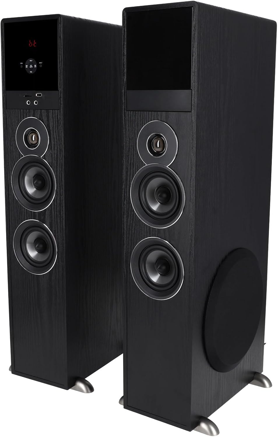 Rockville TM80B Powered Home Theater Tower Speaker System, Black, 800W, 8" Subwoofers, Bluetooth, USB/SD Playback, FM Radio, Remote Control, Karaoke Ready, Perfect for Home Entertainment
