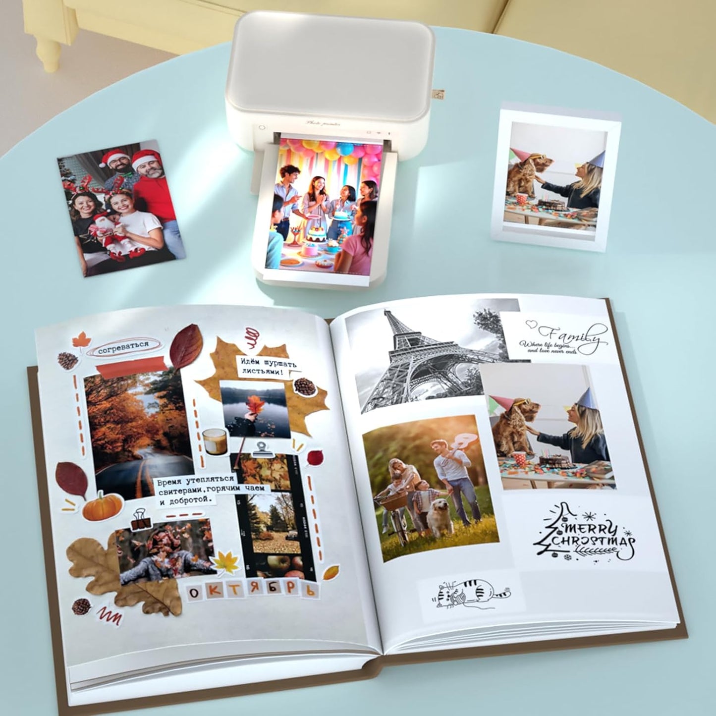 4x6 Photo Printer with 108 Sheets & 2 Ribbons - Dye Sublimation Wireless Portable Photo Printer for iPhone & Android Smartphones, Home & Travel Picture Printing, Ideal Gift, Beige