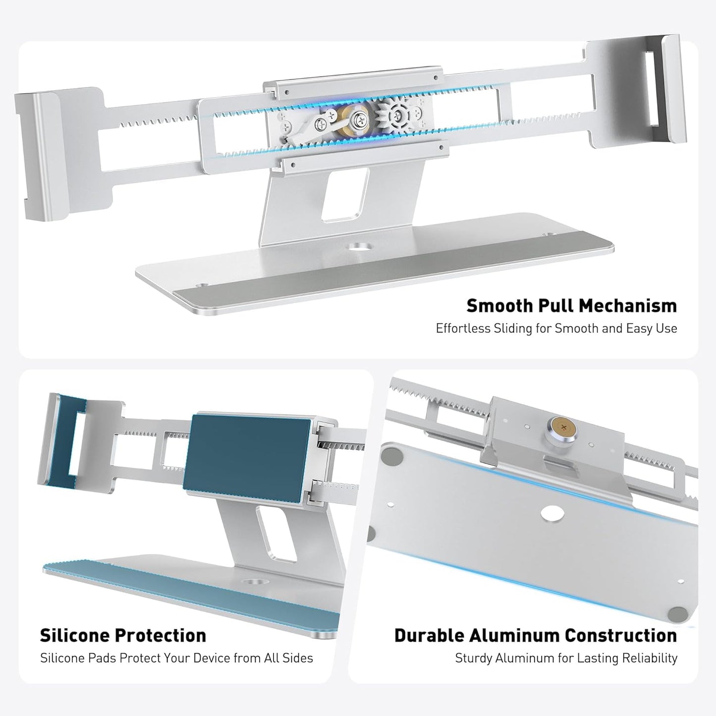 AboveTEK Laptop Locking Station, Premium Aluminum MacBook Security Lock with High-Security Copper Cylinder, Anti-Theft Computer Lock for All 11"-17" No-Slot Notebooks, Non-Slip Base for Public Spaces