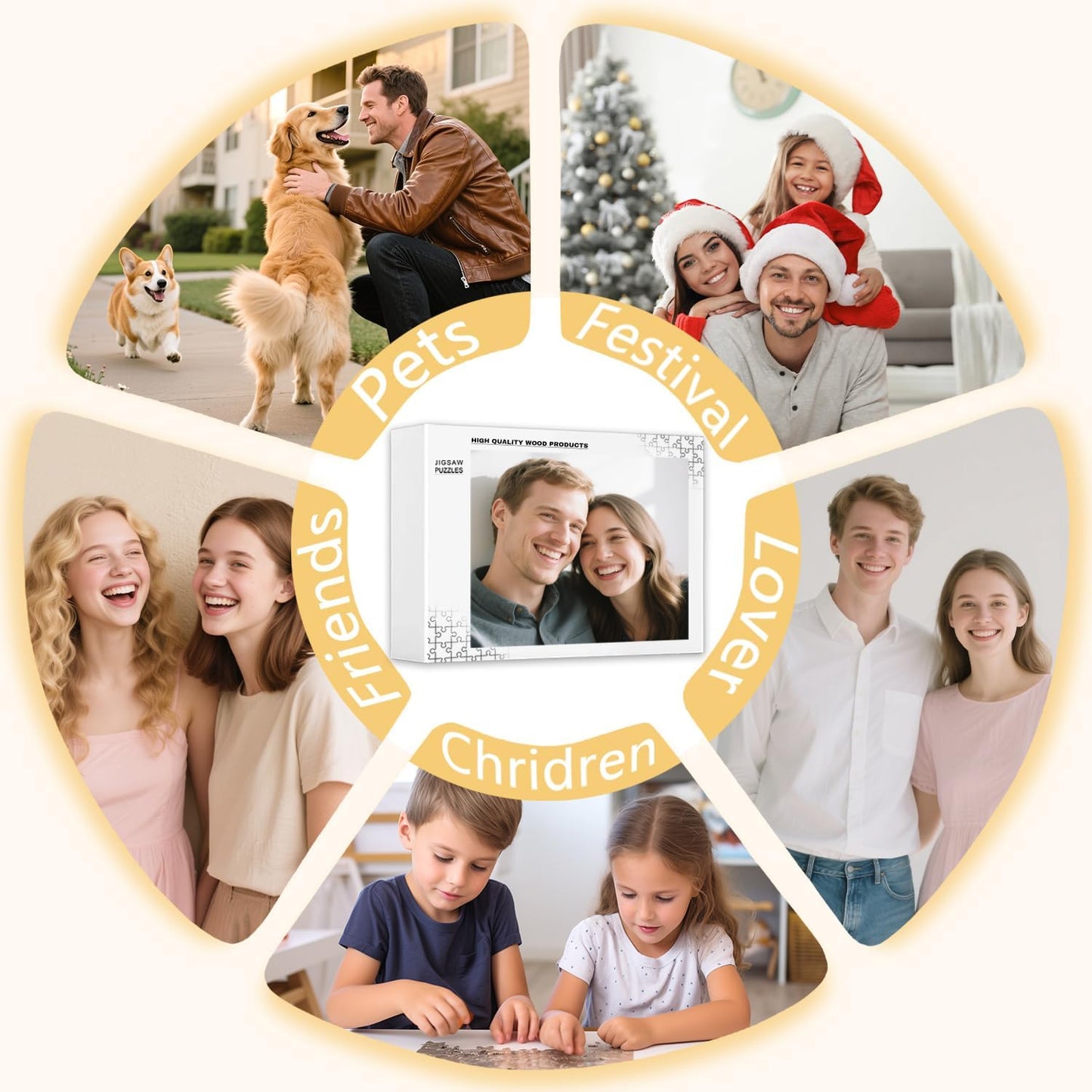 Custom Puzzle, Customize Puzzles from Photos with 120/200/300/500/1000 Pieces, Personalized Wooden Jigsaw Puzzle Gifts for Family, Adults, Christmas, Wedding, Pet