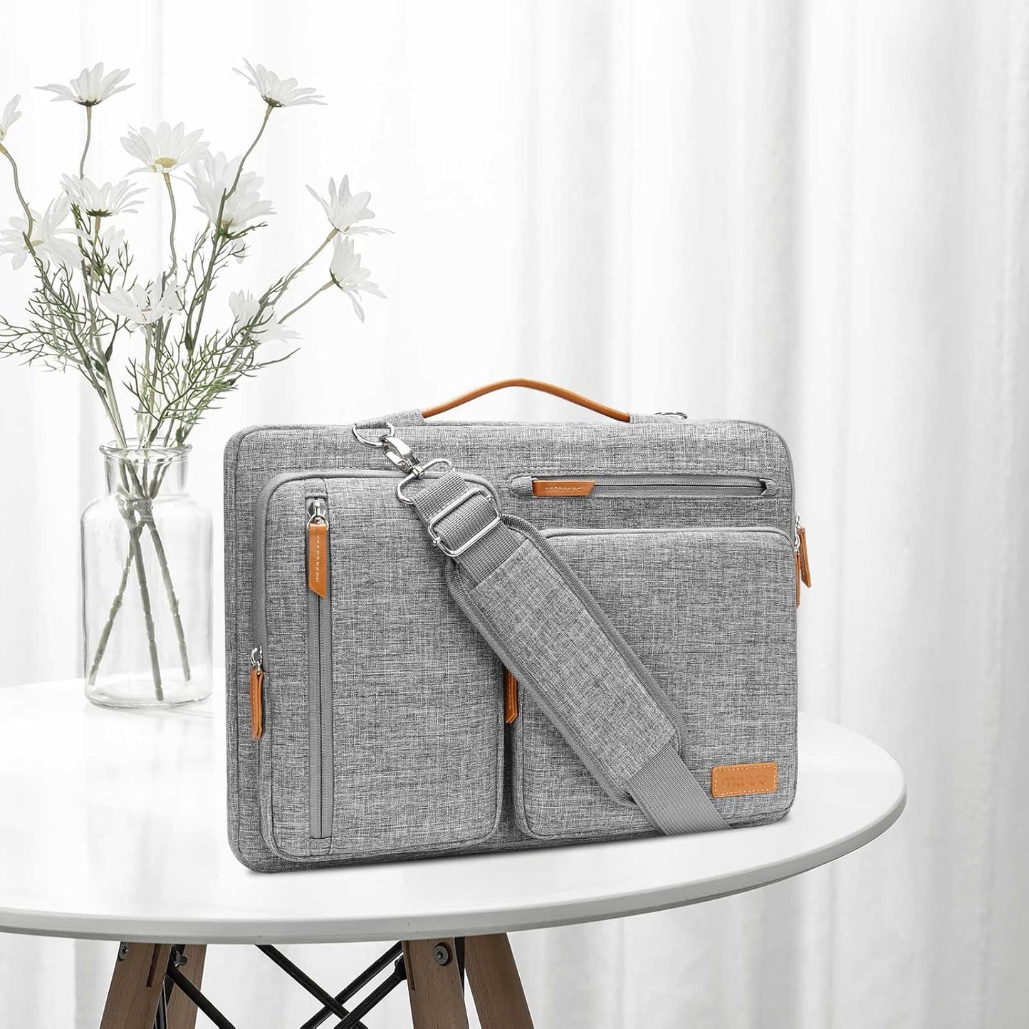 MOSISO 360 Protective Laptop Shoulder Bag,14 inch Computer Bag Compatible with HP Lenovo Dell ASUS Acer, HP, Dell Latitude, Lenovo,Side Open Messenger Bag with 4 Zipper Pockets&Handle, Gray