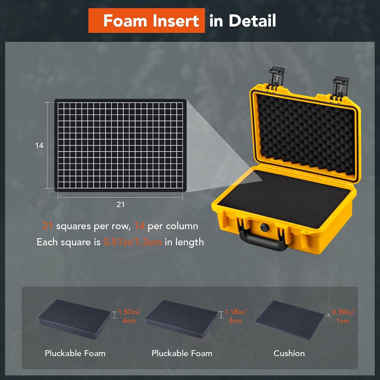 Lykus HC-3010 Waterproof Hard Case with Customizable Foam Insert, Interior Size 11.81x7.87x4.72 in, Suitable for Pistol, Camera, Lens, Drone, Mic, Flashlight, Electronics, Tools, and More