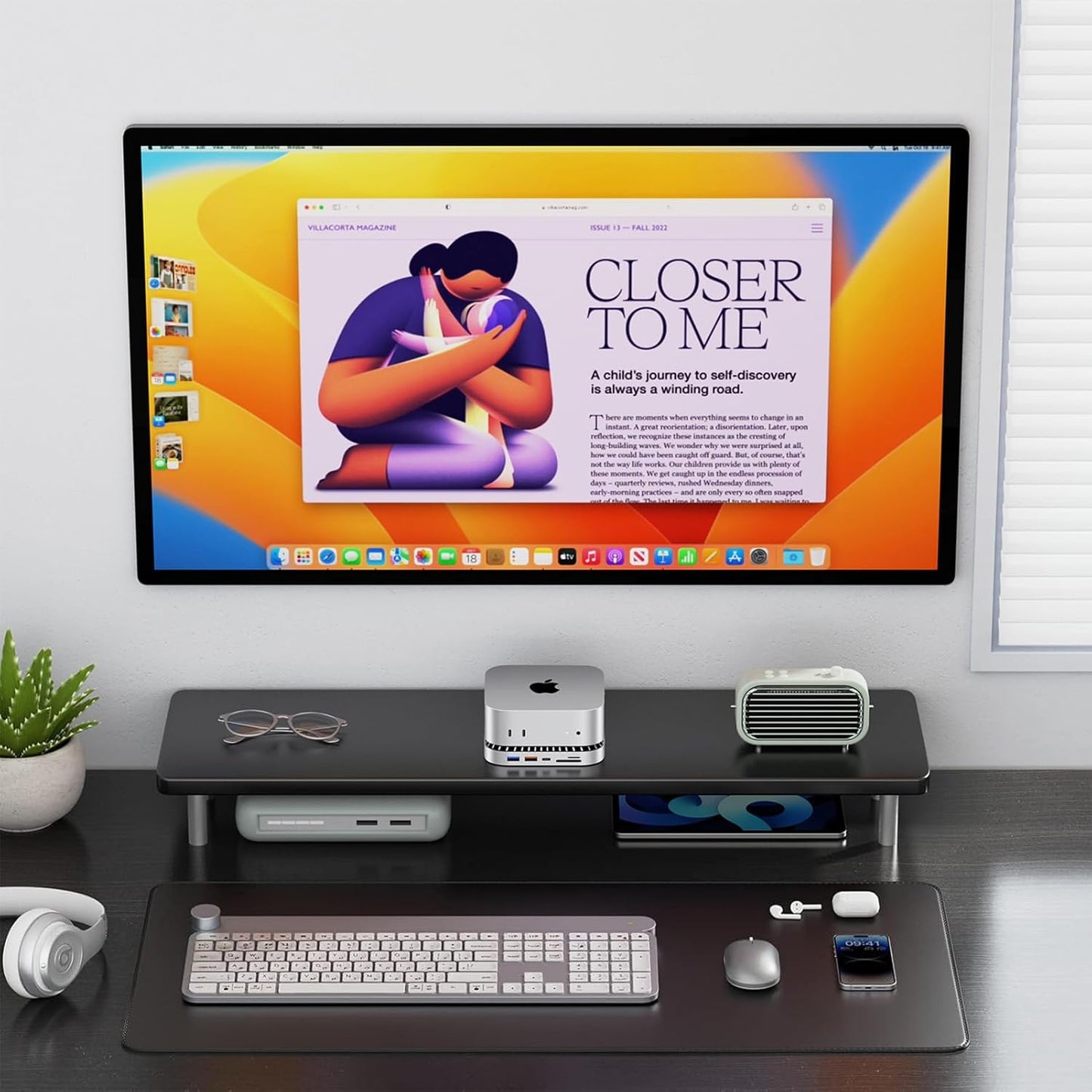 Mac mini M4 Dock, Aluminum Mac mini Stand and HDMI Hub for Mac mini M4 and M4 Pro 2024 with M.2 NVMe/SATA SSD Enclosure, 4K60Hz HDMI,10G USB A/C, 5G USB A*2, USB-C Charge, SD/TF, Audio