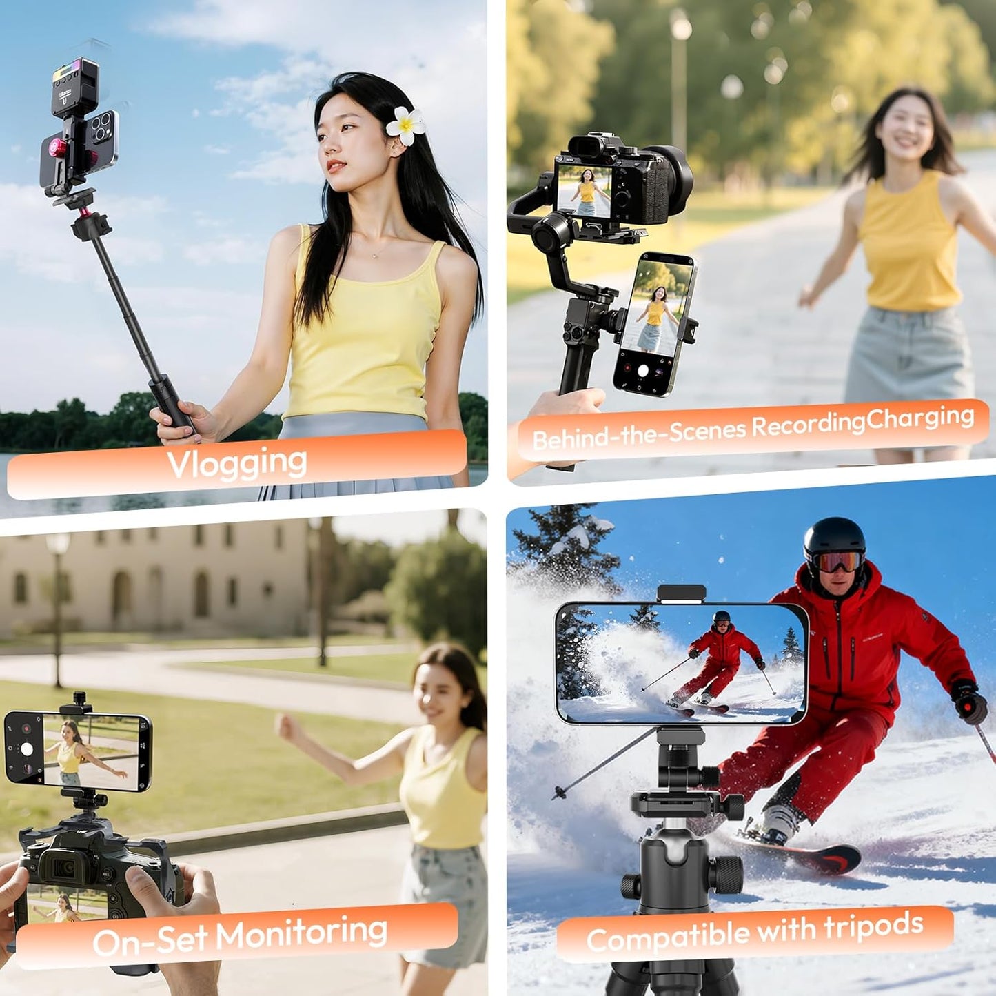 ULANZI MA51 Metal Phone Tripod Mount, Phone Clamp with Arca UKA Base, Cold Shoe, Arri Locating Holes, 360° Swivel 180° Tilt, Cell Phone Holder Compatible with iPhone 17 16 15 14 Samsung Cell Phone