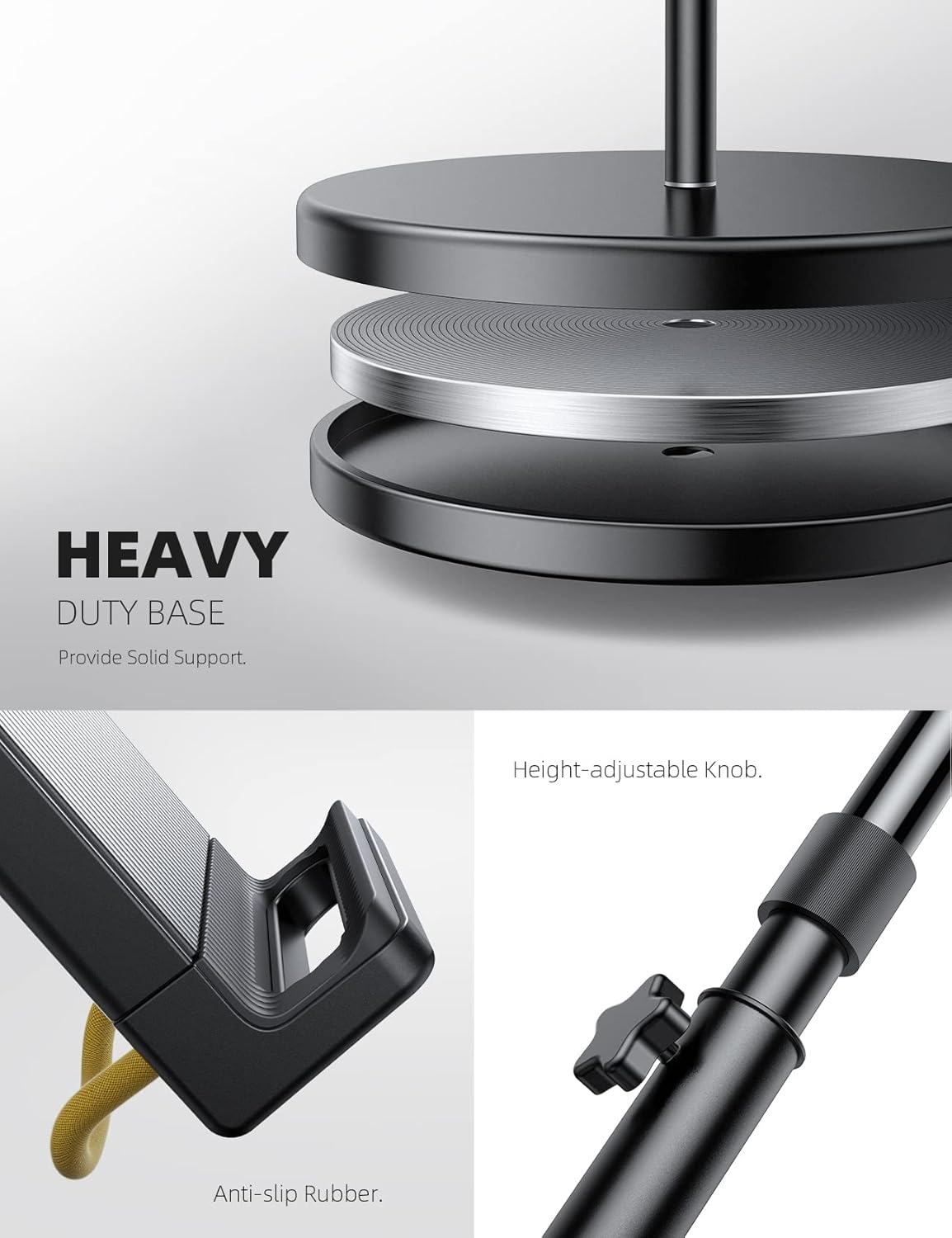 Lamicall Tablet Floor Stand Holder - Gooseneck Tablet Mount for Bed, 63" Adjustable Height & 10.6lb Stable Base, for 4.7-13" Tablets, iPad Pro 13/9.7, Air, Mini, Galaxy Tab, Kindle, Phones