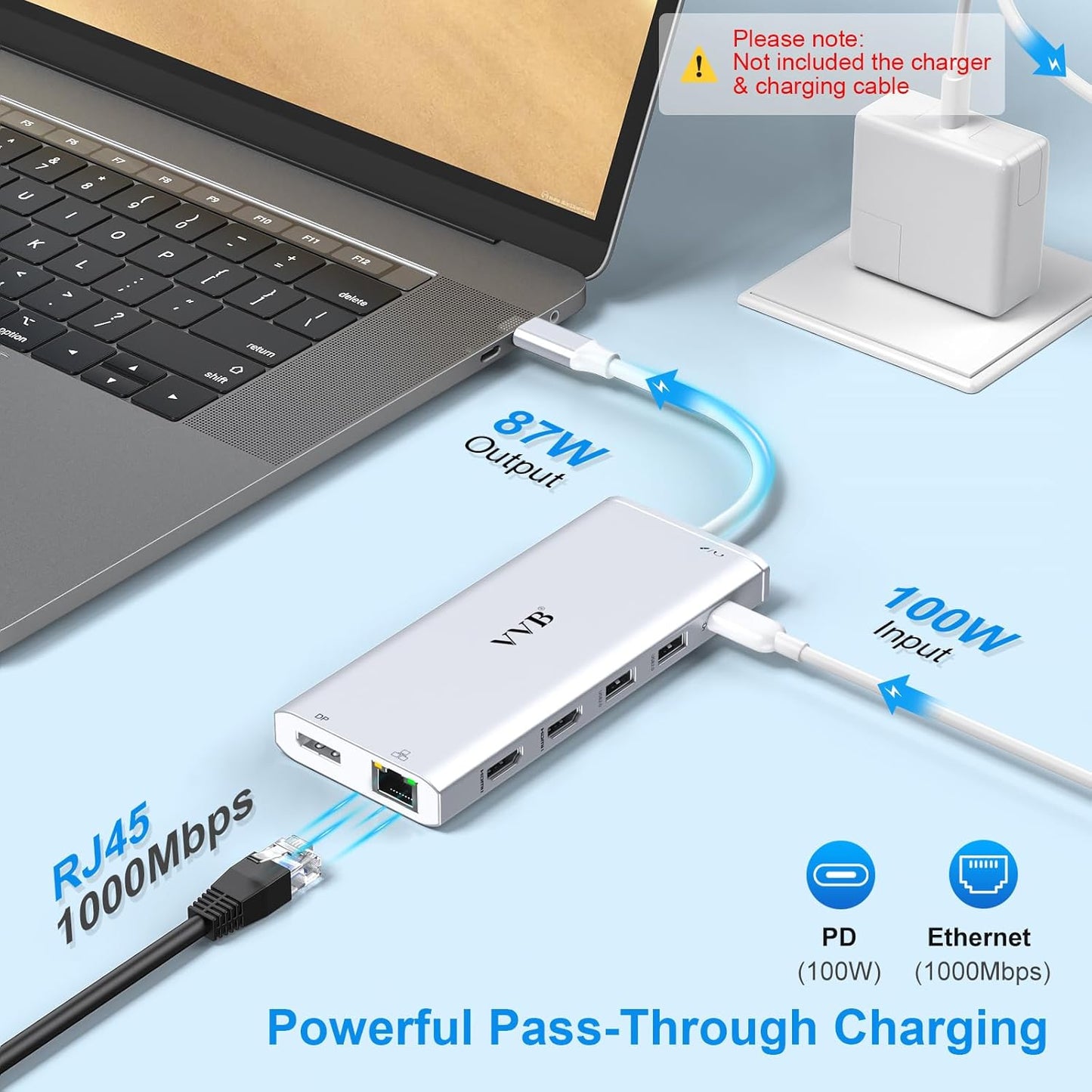 USB C Docking Station Dual Monitor for Dell/Lenovo/HP Laptop Docking Station HDMI USB C Hub Multiport Adapter Dongle Dock USB C to 2 HDMI +DisplayPort+Ethernet+4USB+2USB C+100W PD Charger+SD/TF+Audio