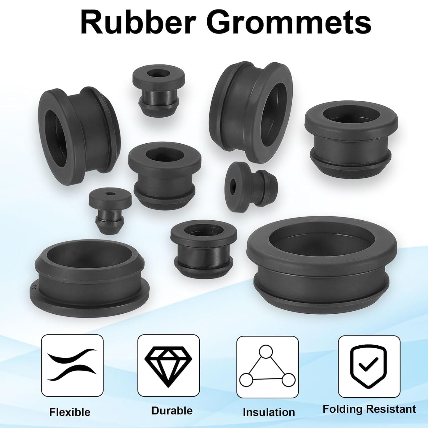 PATIKIL 32.6mm / 1-1/4 Inch Drill Hole,1 Inch ID Rubber Grommets, 3Pcs Top Hat Grommet for Wiring Eyelet Ring Gasket Automotive Firewall Cable Hole Plugs Wires Protection, Black