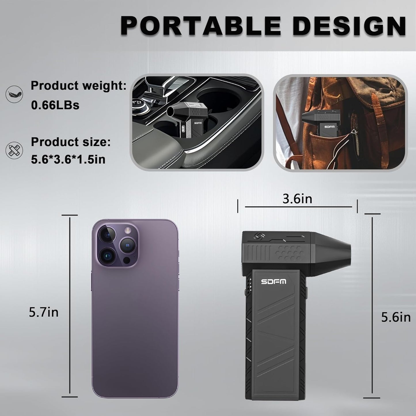 SDFM Compressed Air Duster - Electric Air Duster with Built in Brushless Motor,130,000RPM, 3-Speed Adjustable Air Blower - Suitable for Keyboard, Computer, car, and Home Cleaning (X3) (Max-Black)