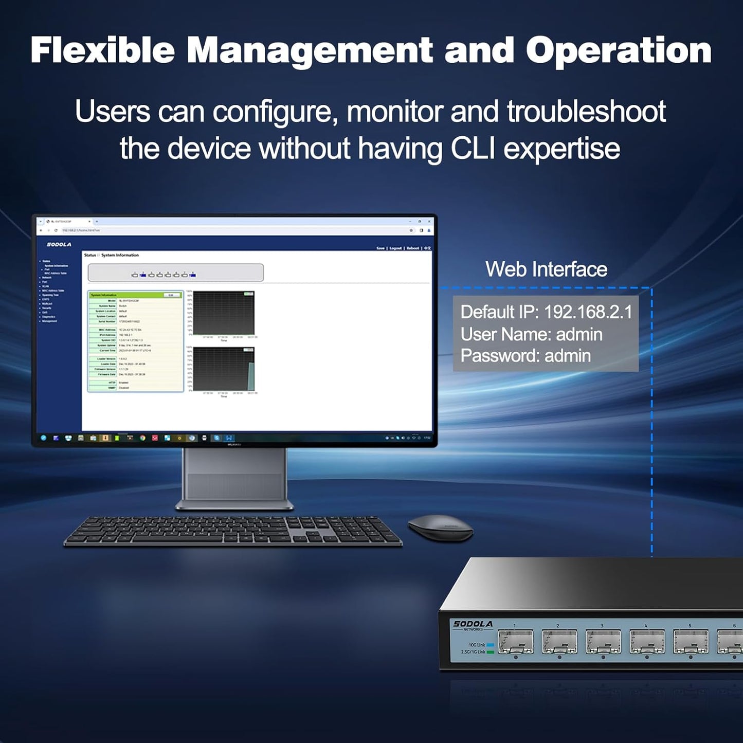 SODOLA 8 Port 10G Web Managed Switch, 8X10G SFP+ Ports, Link Aggregation/QoS/VLAN/IGMP, Wall Mounted Fanless 10Gb Multi-gig Network Switch(SFP Ports Only
