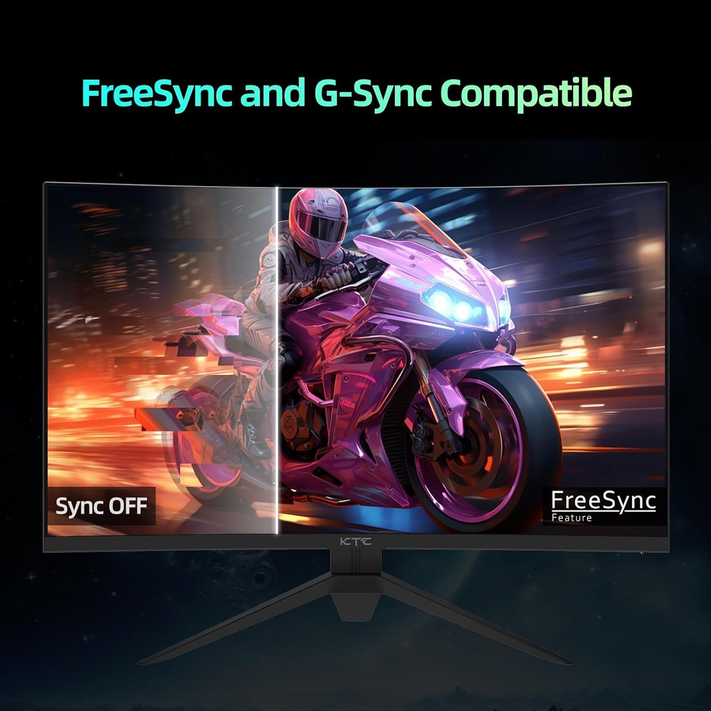 KTC 32 inch Curved Gaming Monitor, 180Hz 1ms MPRT, 2K 1440P 144Hz Monitor, 1500R HVA Display, Adaptive Sync, HDR, 120% sRGB, DisplayPort HDMI, Vesa Support 3.9x3.9'', PC Moniter for Gamers
