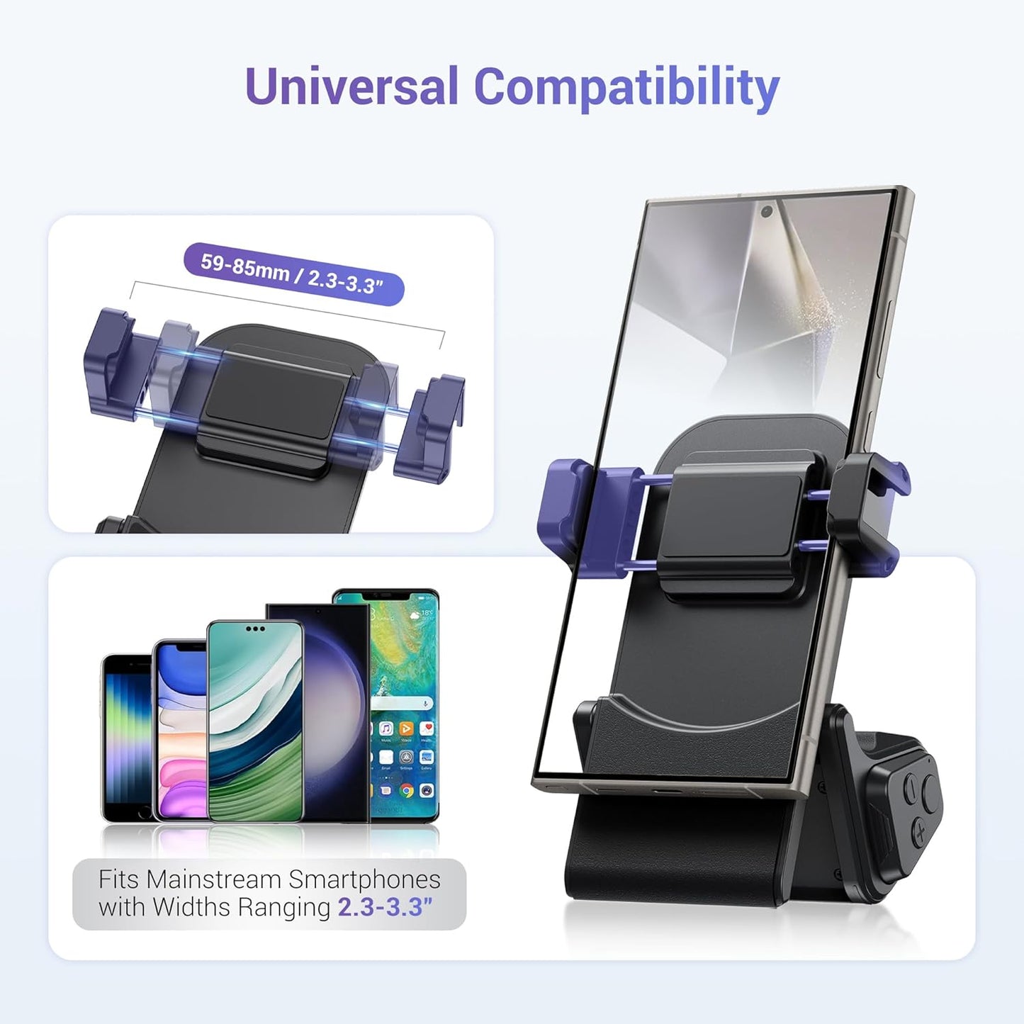 KIWIFOTOS Travel Phone Camera Grip Smartphones Tripod Handle with Remote Control & Cold Shoe Mount for iPhone 16 15 14 Pro Max Samsung S24 S25 Selfie Vlog Video Shooting