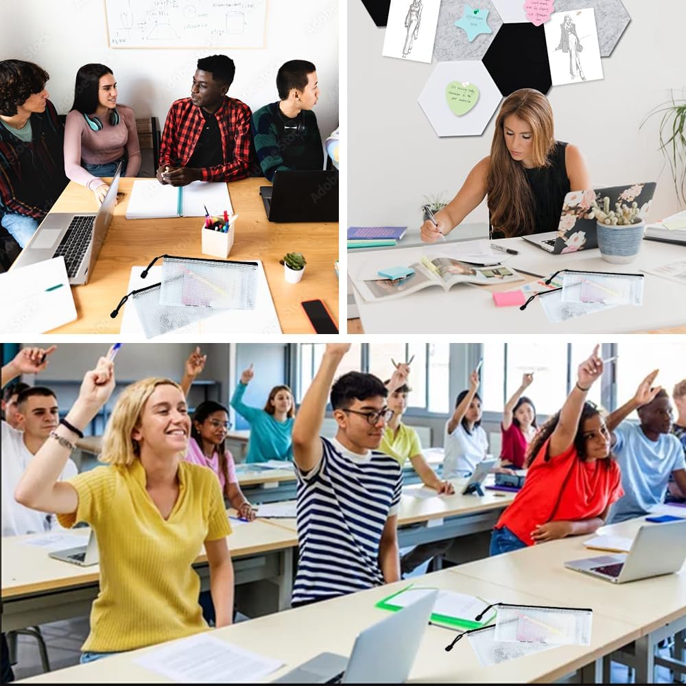 Vuzvuv 30pcs 9.1"x 4.5" Mesh Zipper Pouch Zipper Bags, Zipper Case Pouch Bulk, Mesh Bag for File, Makeup, Board Game Office Home Travel Storage