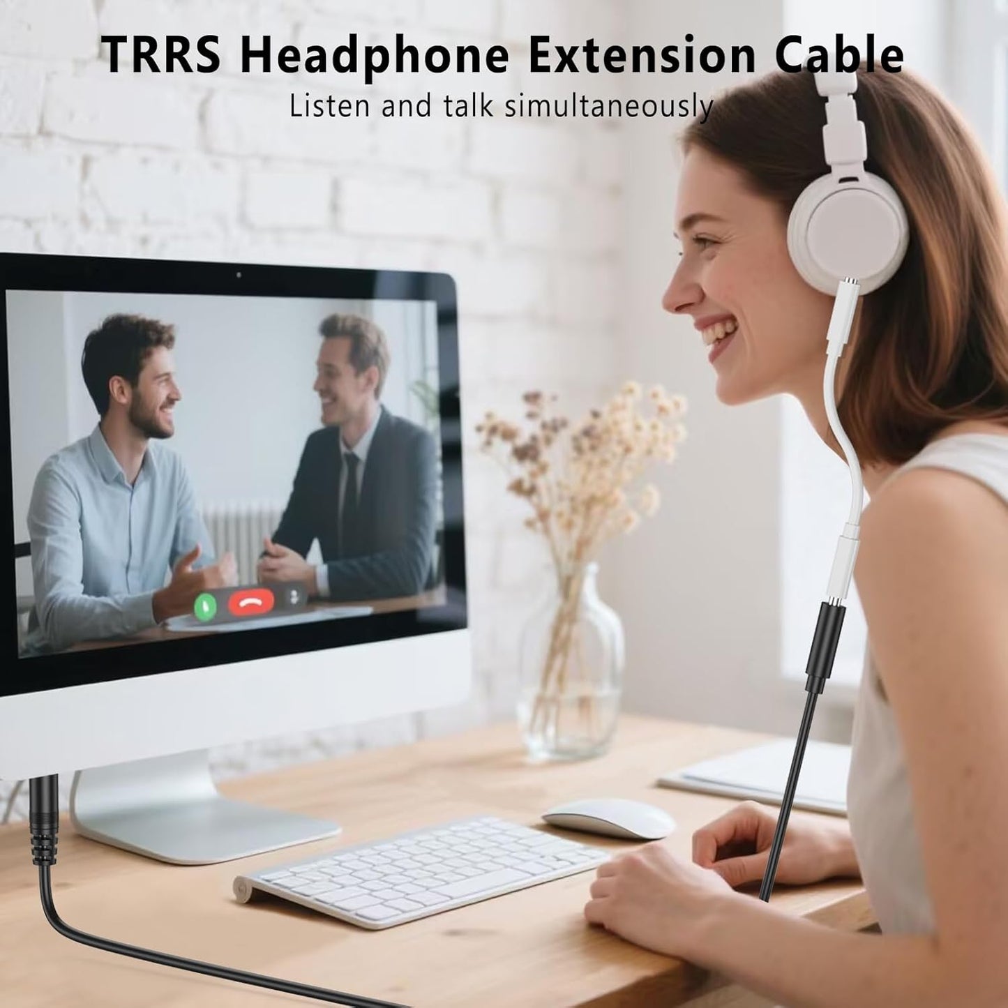 Amzpas Headphone Extension Cable, 4 Pole TRRS 3.5mm Extension Audio Cord Male to Female Stereo Audio Cable for Headset, iPhone, iPad, Smartphones, Tablets, Media Players and More (3.3ft)