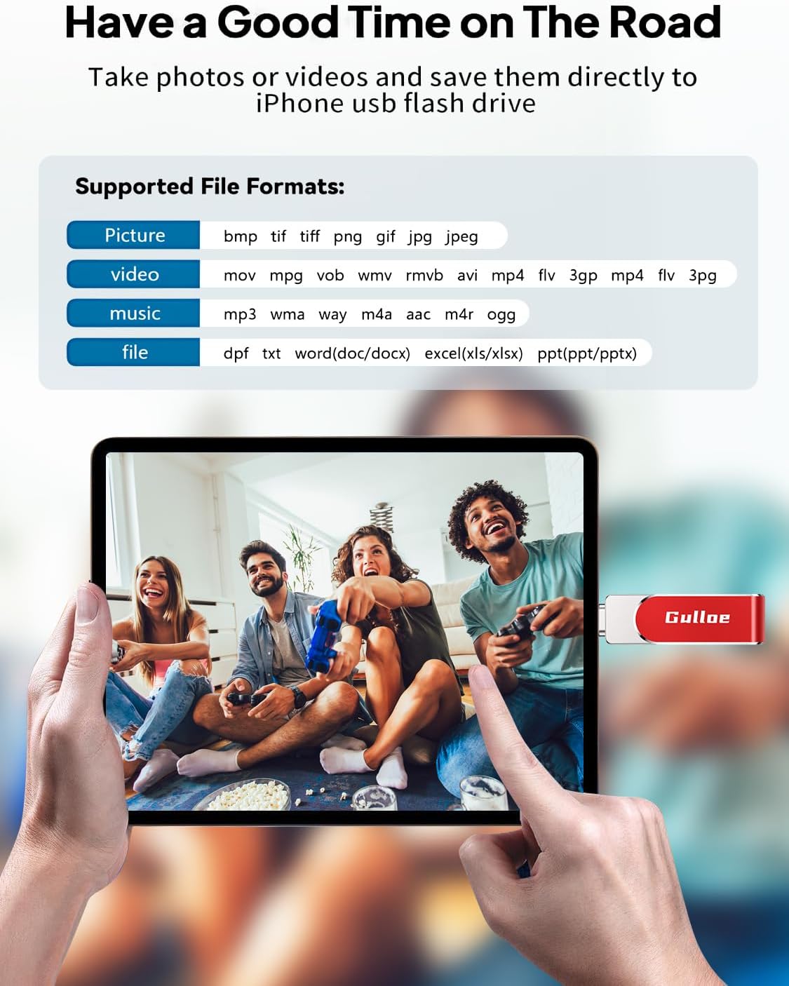 Gulloe 512GB Flash Drive Intended for iPhone, Memory Stick Storage for Photos and Videos Backup, Compatible with iPhone iPad Android PC, Plug and Play, No Application Required (Red)