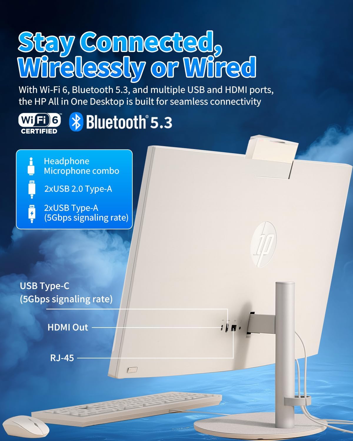 HP 27" All-in-One Desktop Computer - FHD Touchscreen | Intel Ultra 7‑155U | AI‑Enhanced Display, Facial Login | Privacy Pop‑Up Camera | Win 11 Pro, w/Accessories | 64GB DDR5 + 2TB SSD