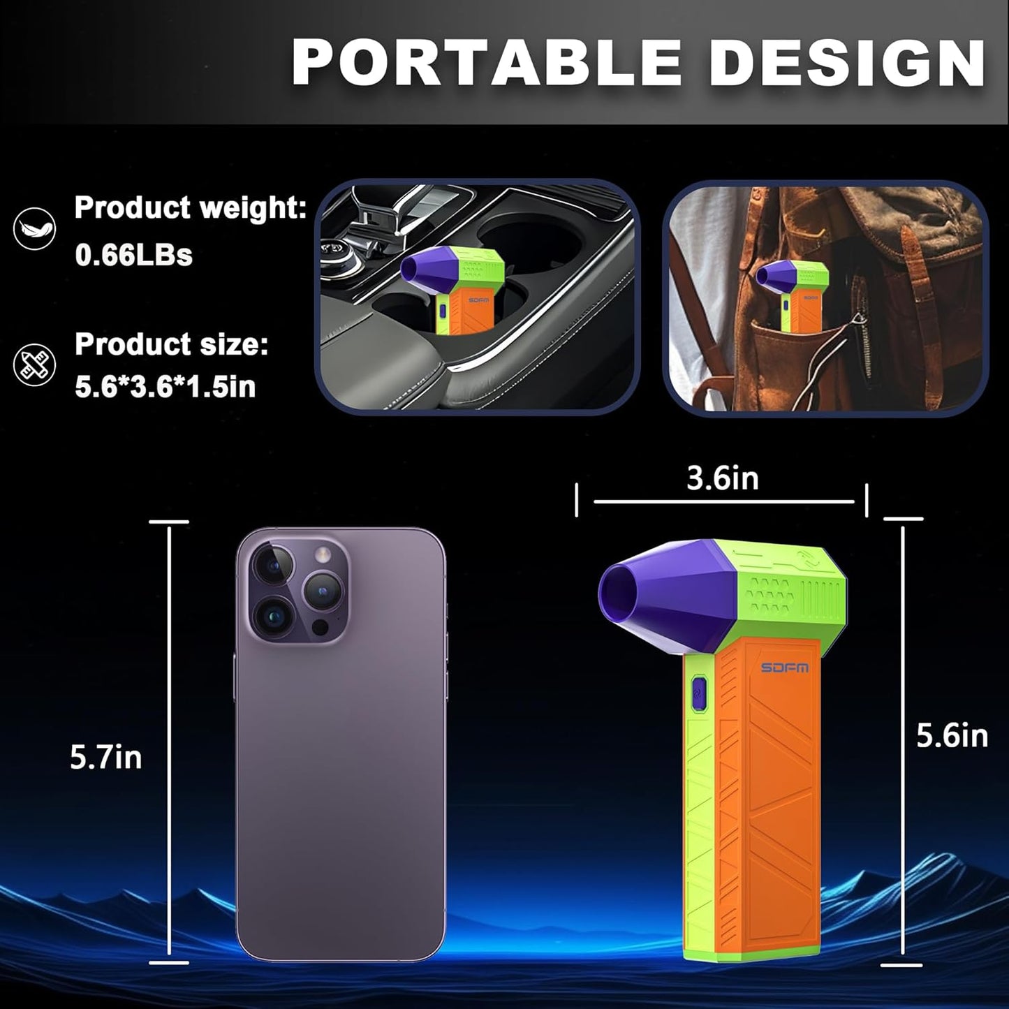 SDFM Electric Air Duster - 130000RPM Compressed Air Duster,3 Gear Adjustable Jet Dry Blower can Reusable Can for Computer Keyboard,Outdoors,Car,Home.… (Colorful)