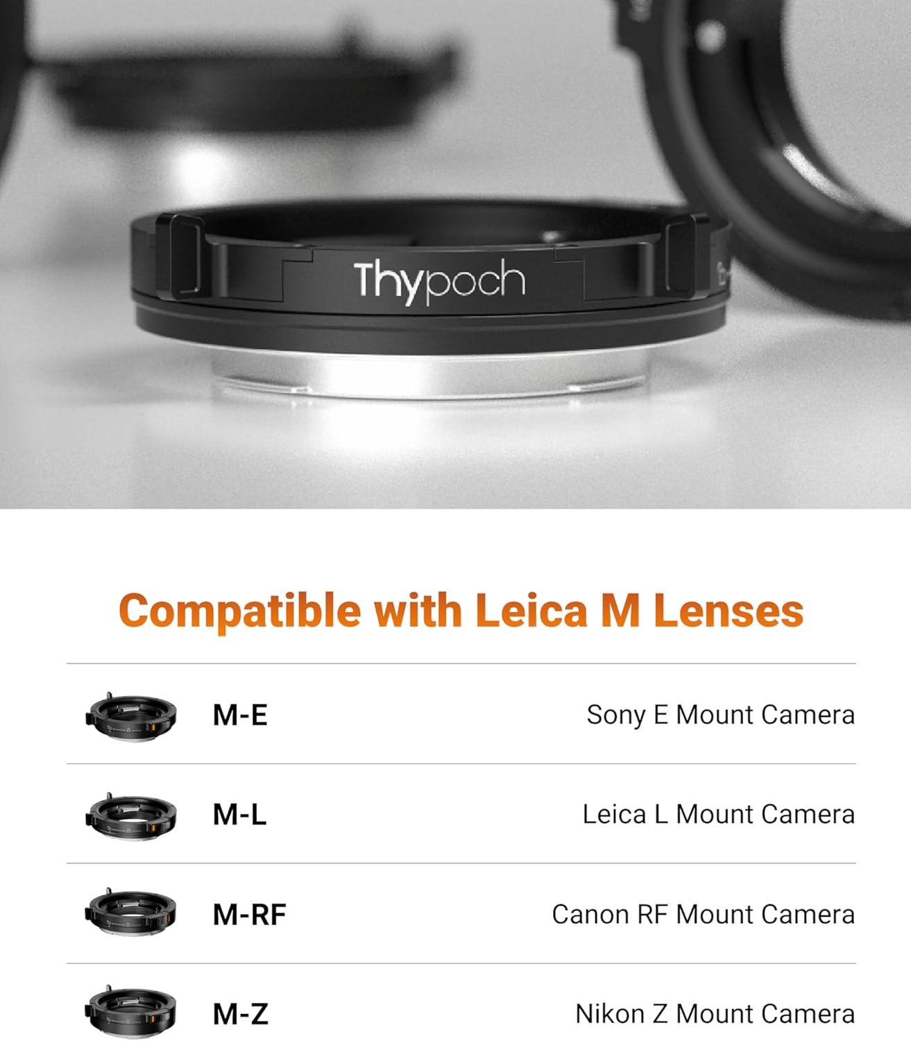 Thypoch M-E Lens Mount Adapter Auto-Lock,Compatible with Leica M Lens to Sony E Mirrorless Camera A7 A7C a7r a7s A7I A9 A9I A1 A1I FX3 FX6 FX9 FX2 A6600 a6500 a6400 a6300 ZV-E10 ZV-E10 II FX30
