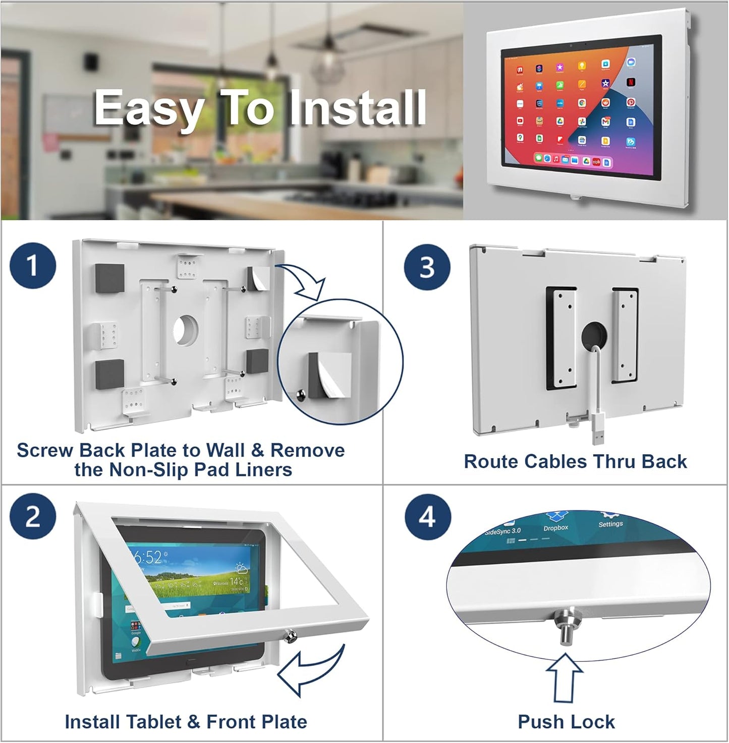TABcare Locking Anti-Theft Metal Case for iPad Pro 13" for Kiosk, POS, Store, Show Display, Time Clock (White, iPad Pro 13)