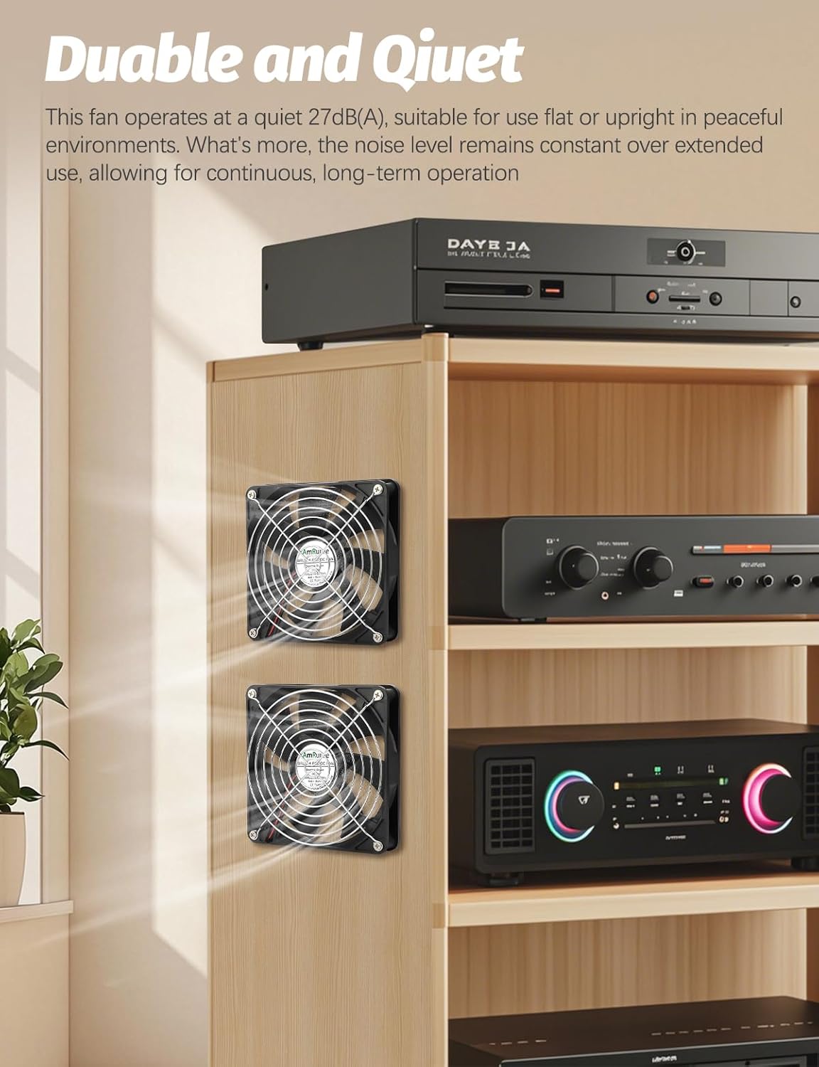 2 Packs AmRunJe 120mm x 25mm USB Cooling Fan 5V Brushless Dual Fan with Speed Controller for Computer Receiver DVR Xbox AV Cabinet Projector Router