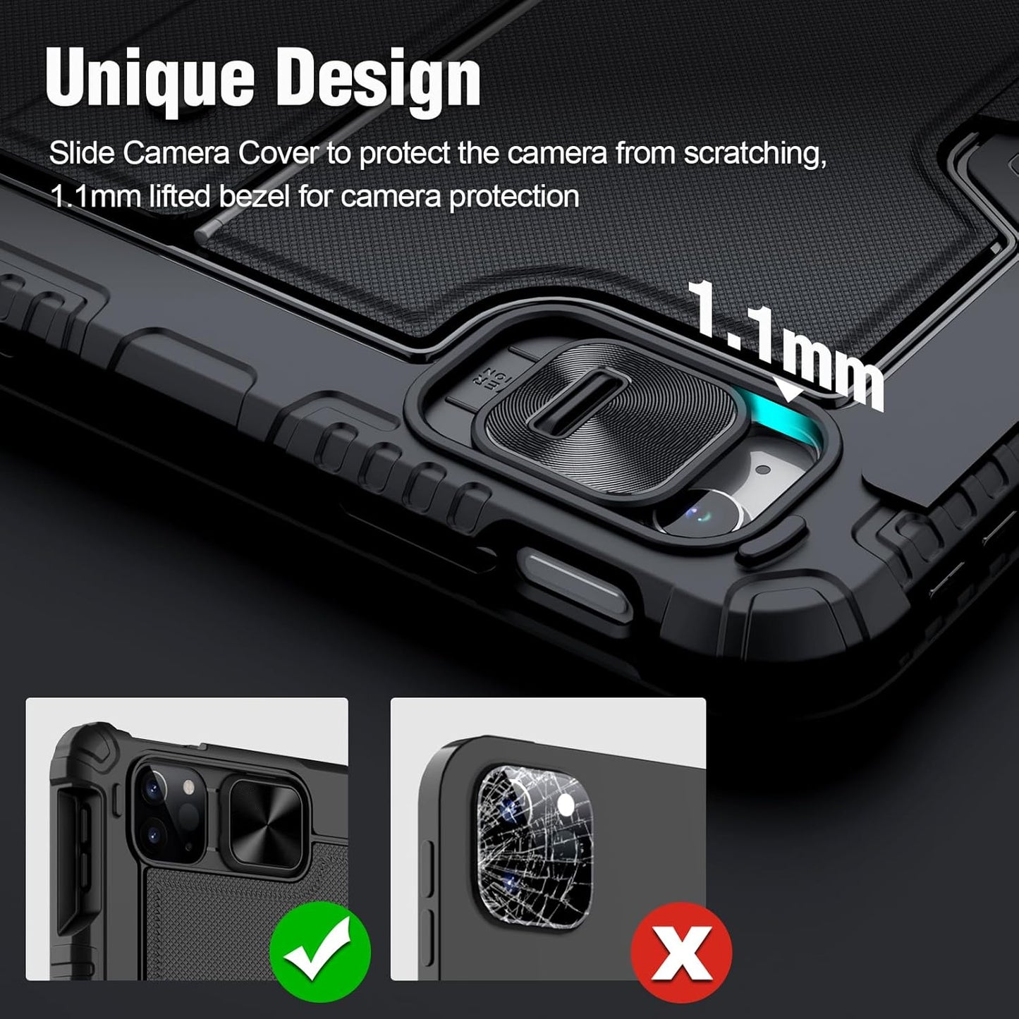 Nillkin for iPad A16 11th 10th Generation Case with Keyboard, Slide Camera Cover, 7-Colors Backlit Detachable Wireless Keyboard with Pencil Holder and Multi-Touch Trackpad for iPad (A16) 11th/10th Gen