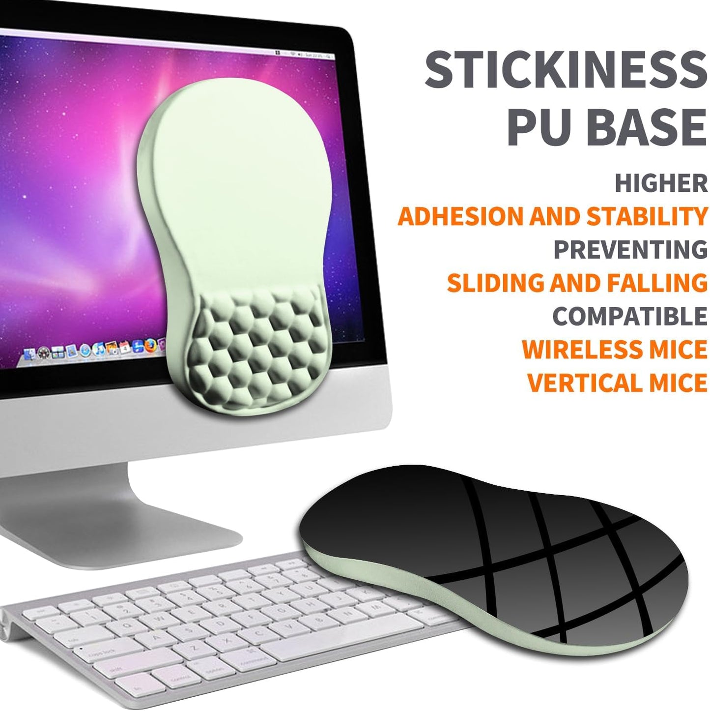 Ergonomic Joint Wrist Support Mouse Pad with Memory Foam Cushion Massage Bump, Carpal Tunnel Pain Relief Mousepad Slope Design for Wrist Rest, 11.8x7.9 in, DarkSeaGreen