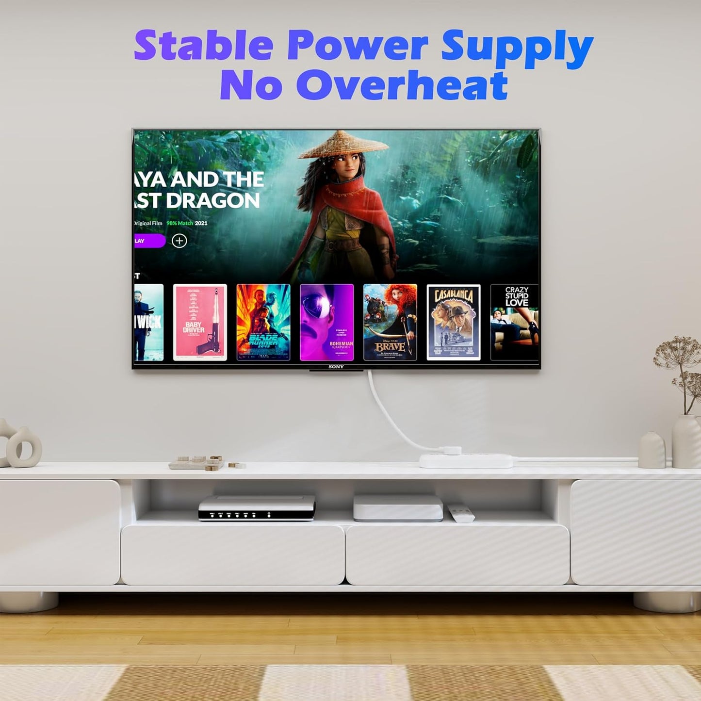 Adoreen 6 Ft Computer TV Replacement Power Cord White, Low Profile Flat Plug to 90 Degree Angled L-Shaped 18AWG 3-Prong AC Universal Power Supply Cable for Printer, PC, Monitor TV LCD, ETL+Ties