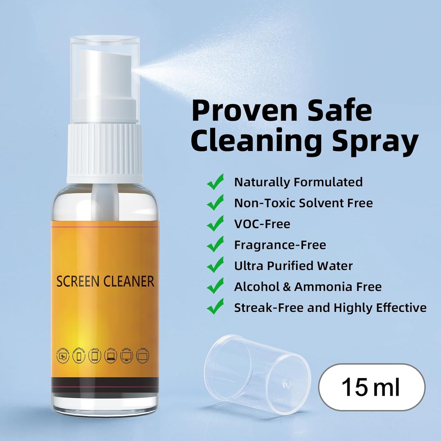 Keyboard Cleaner Laptop Cleaning Kit, All in One Keyboard Cleaning Kit with Car Screen Cleaner Spray, Retractable Detailing Brush for Phone iPhone Computer PC MacBook Airpod Camera Lens Elecitroncs