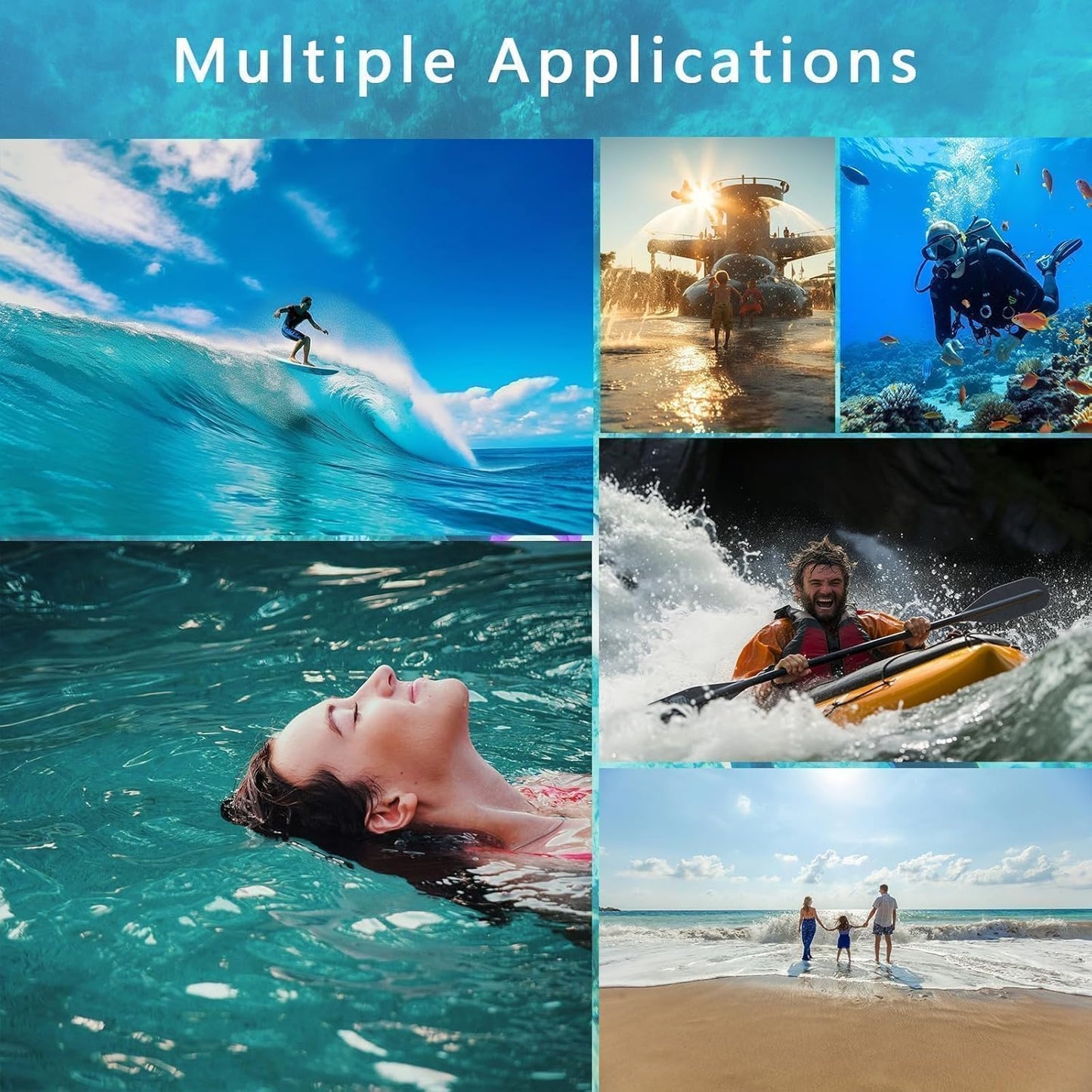 1 Pack Iridescent Waterproof Phone Pouch Compatible with iPhone 12/13/14/15/16 Pro Max, Beach Essentials IP68 Waterproof Dry Bag with Crossbody Lanyard, Purple - 7″