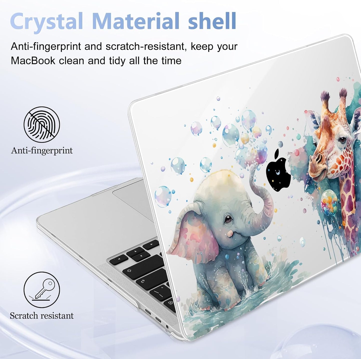 MacBook Pro 16 inch A2141 Case 2019 2020, Plastic Hard Shell Cover with Keyboard Cover & Screen Protector, Elephant & Giraffe