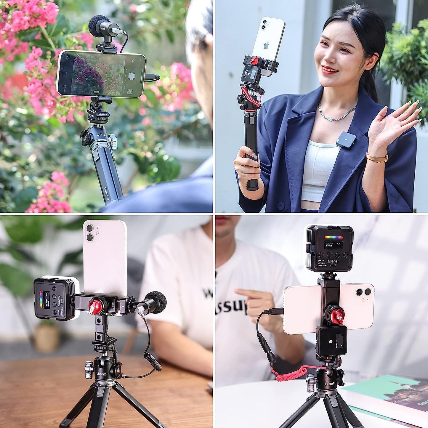 Metal Phone Tripod Mount 3 Cold Shoes & Arca Port, 360° Smartphone Tripod Adapter for iPhone Samsung Cell Phone Stand Holder for Desktop Video Live Streaming Vlogging Rig