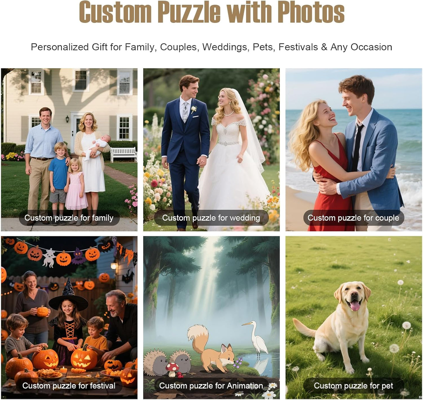 Custom Photo Puzzle – Personalized Jigsaw Puzzle from Your Photos in 200/300/500/1000/1500 Pieces – Custom Puzzle Gift for Families, Pets, Weddings, Anniversaries, Adults and Couples(200-horizontal)