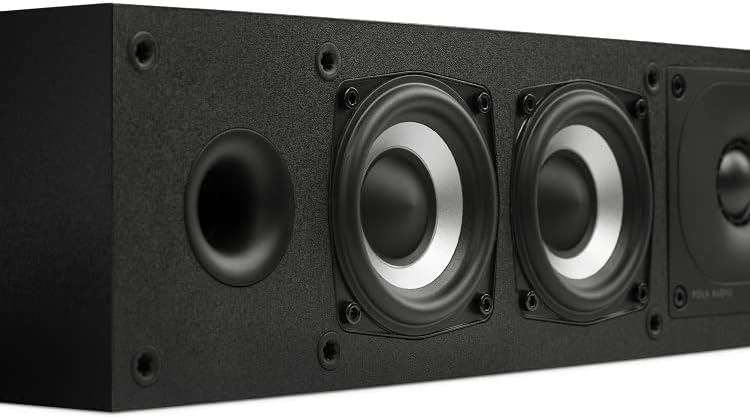 Polk Monitor XT35 Slim Center Channel Speaker - Hi-Res Audio Certified, Dolby Atmos & DTS:X Compatible, 1" Terylene Tweeter & Four 3" Dynamically Balanced Woofer, Wall-Mountable, Midnight Black